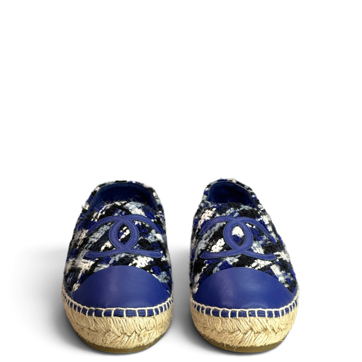 Chanel Blue Tweed CC Cap Toe Espadrille