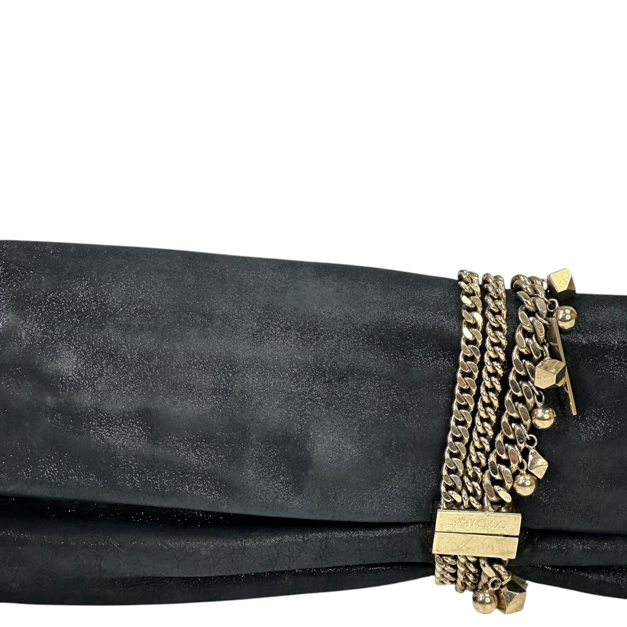 Jimmy Choo Chandra Clutch Black Shimmering Leather