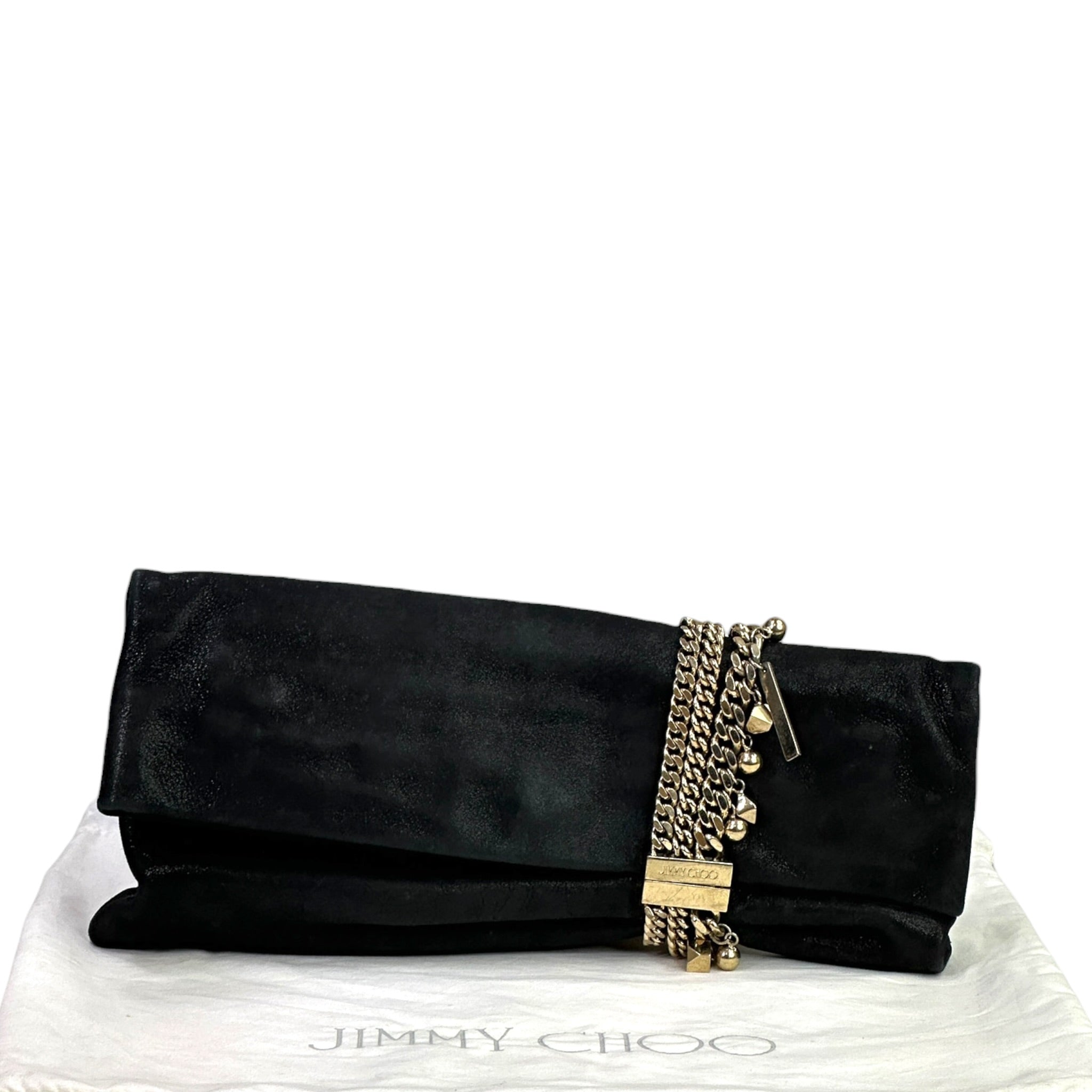 Jimmy Choo Chandra Clutch Black Shimmering Leather