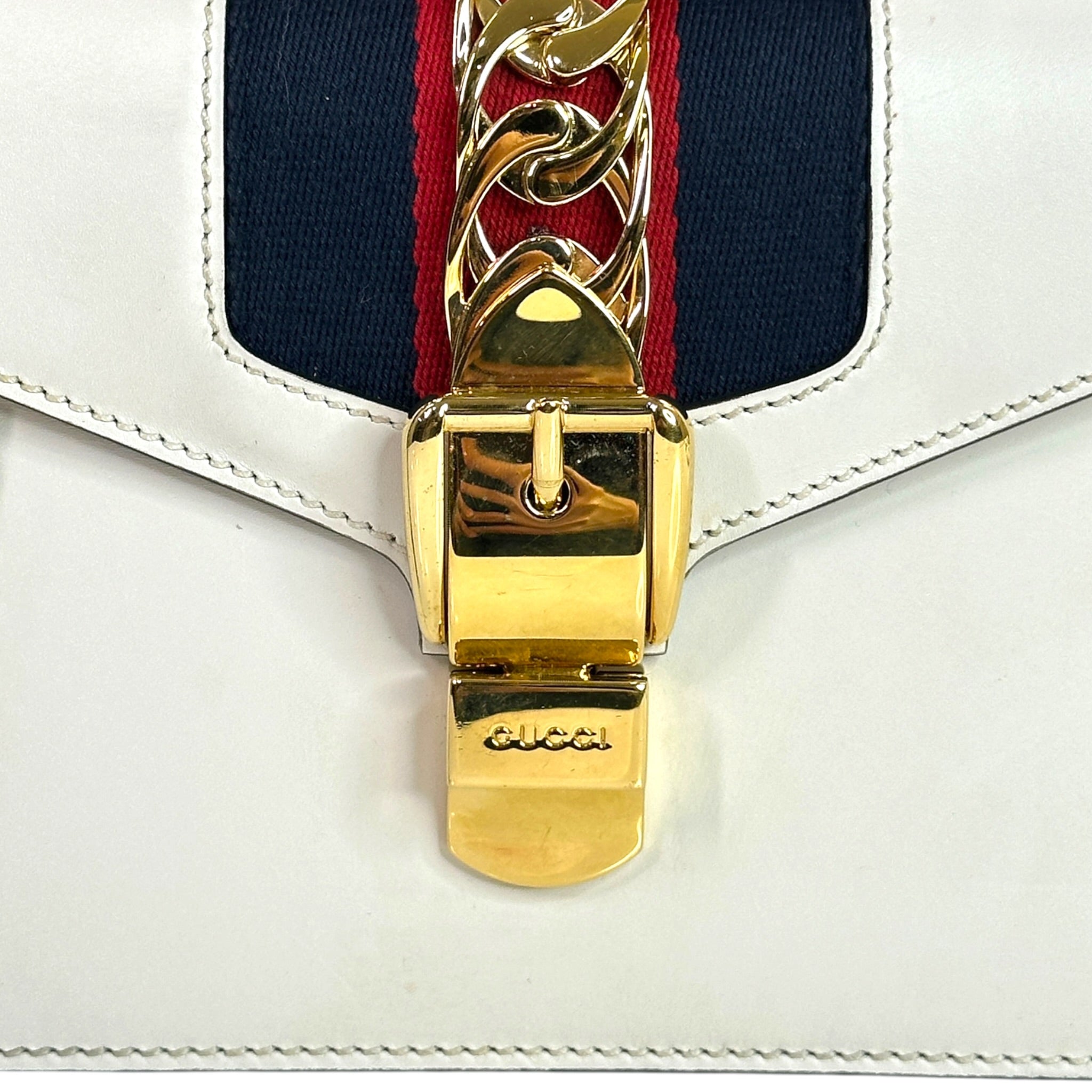 Gucci Sylvie White Leather Bag