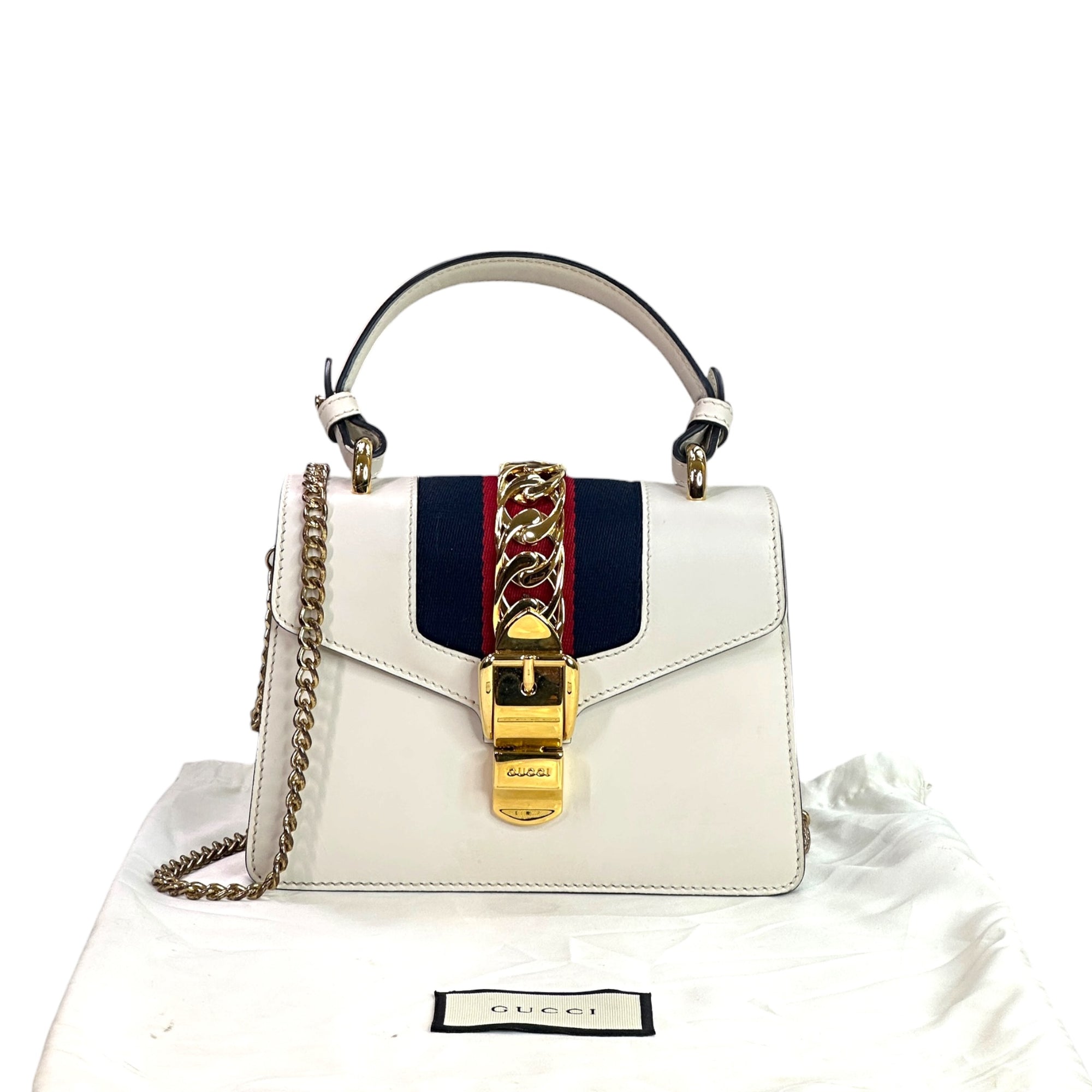 Gucci Sylvie White Leather Bag