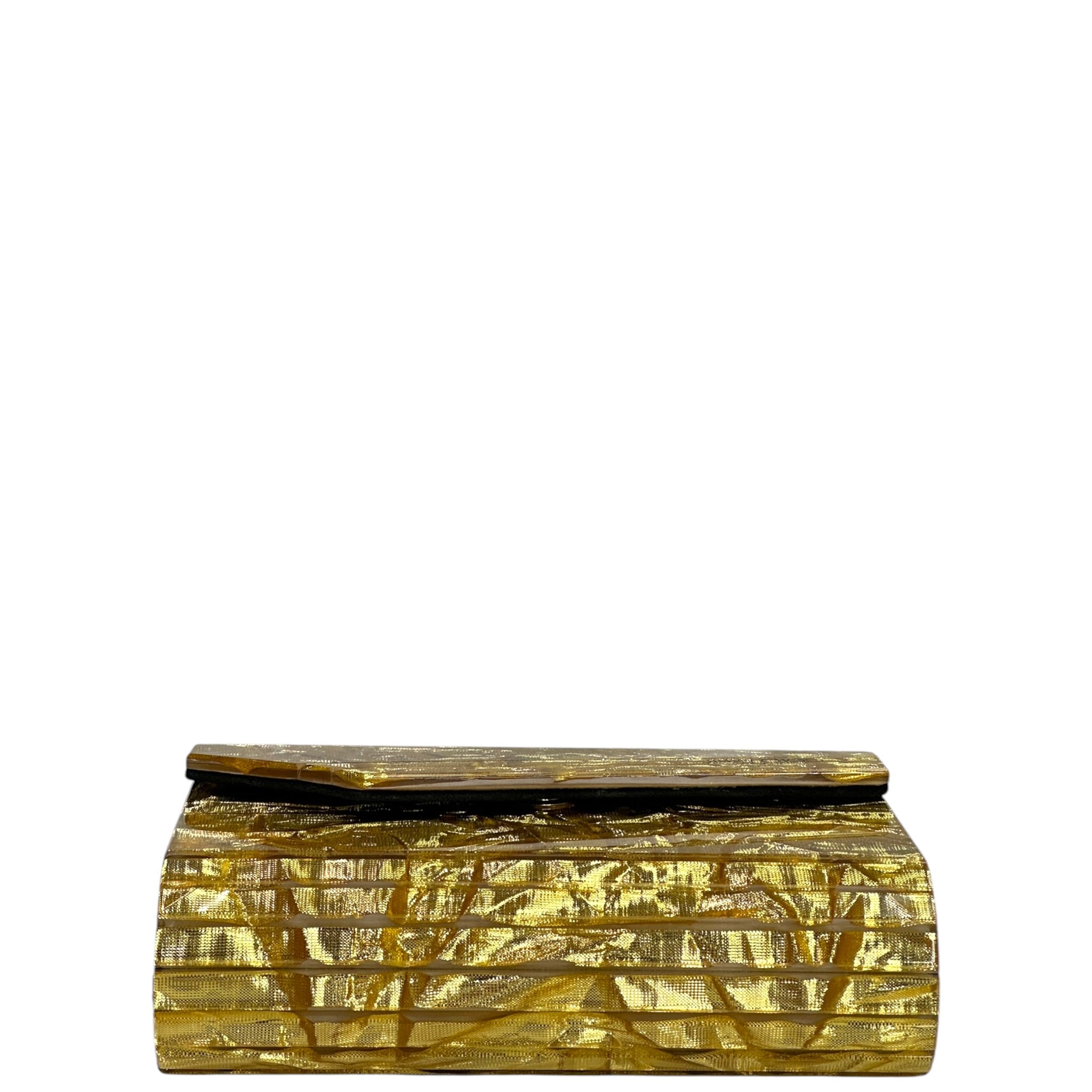 Jimmy Choo Candy Clutch Crinkled Gold Glitter Acrylic