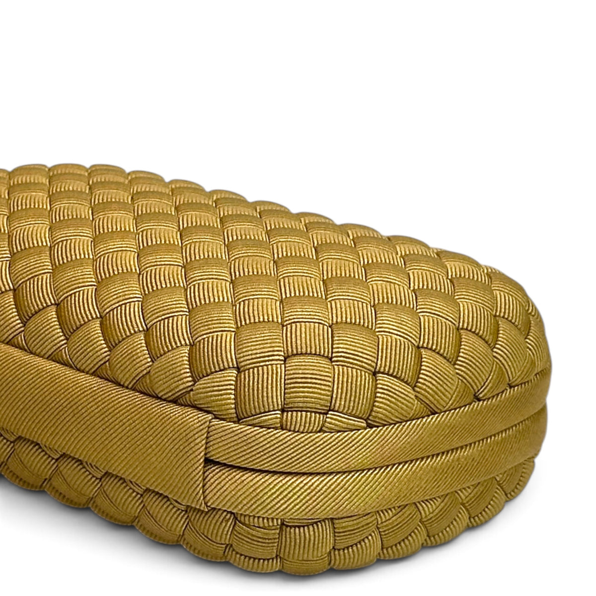 Bottega Veneta Intrecciato Knot Mustard yellow satin clutch