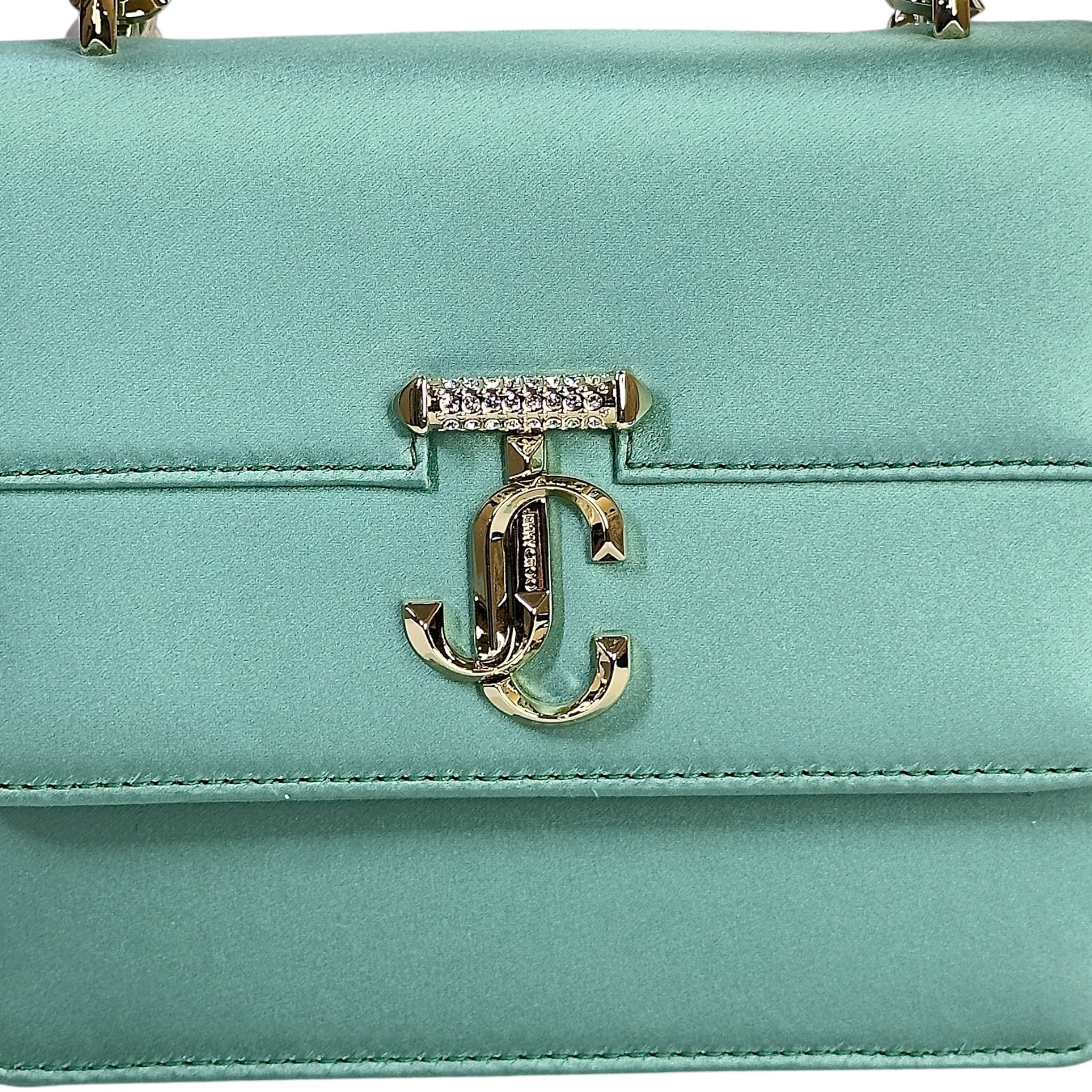 Jimmy Choo Avenue Quad Green Satin Shoulder Bag