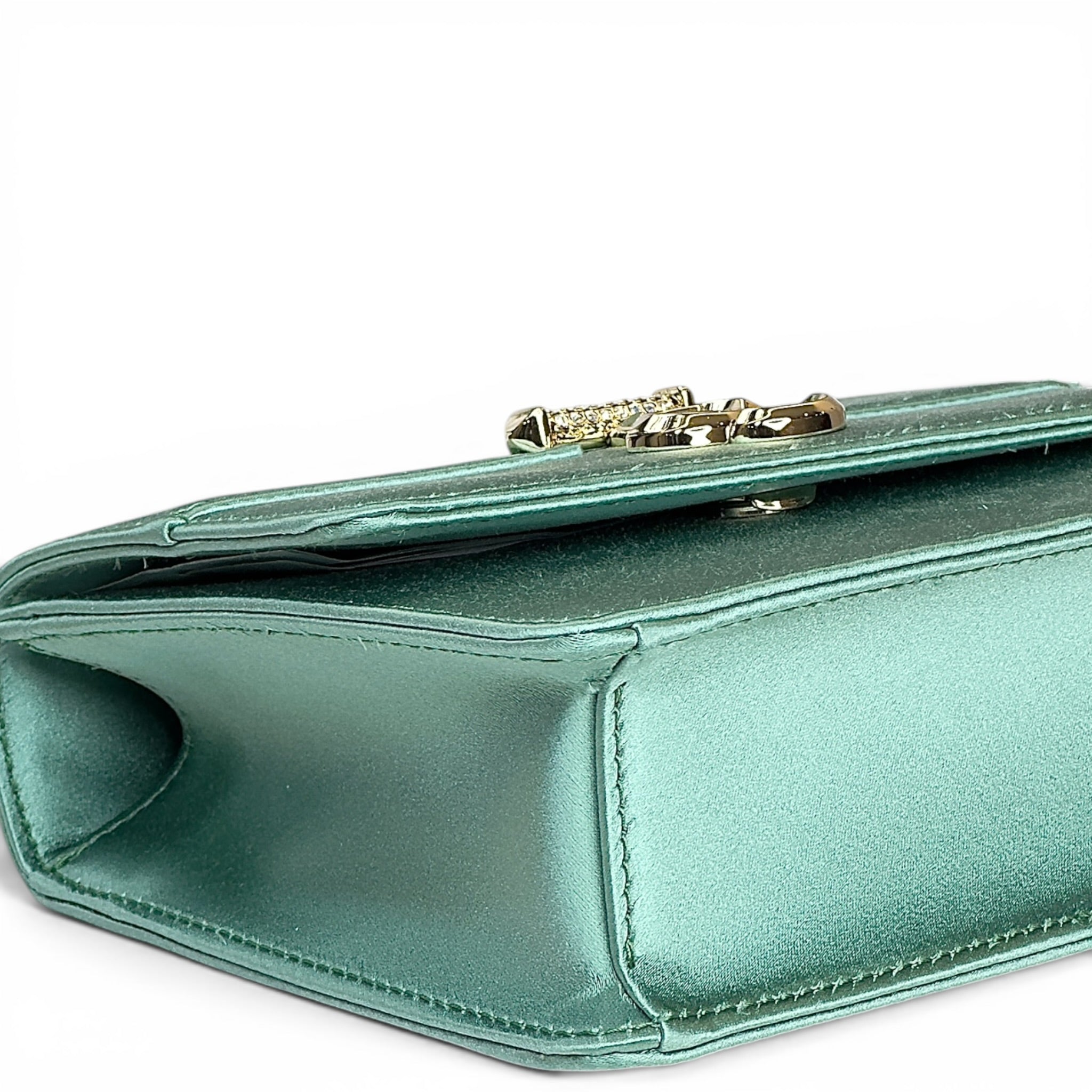 Jimmy Choo Avenue Quad Green Satin Shoulder Bag