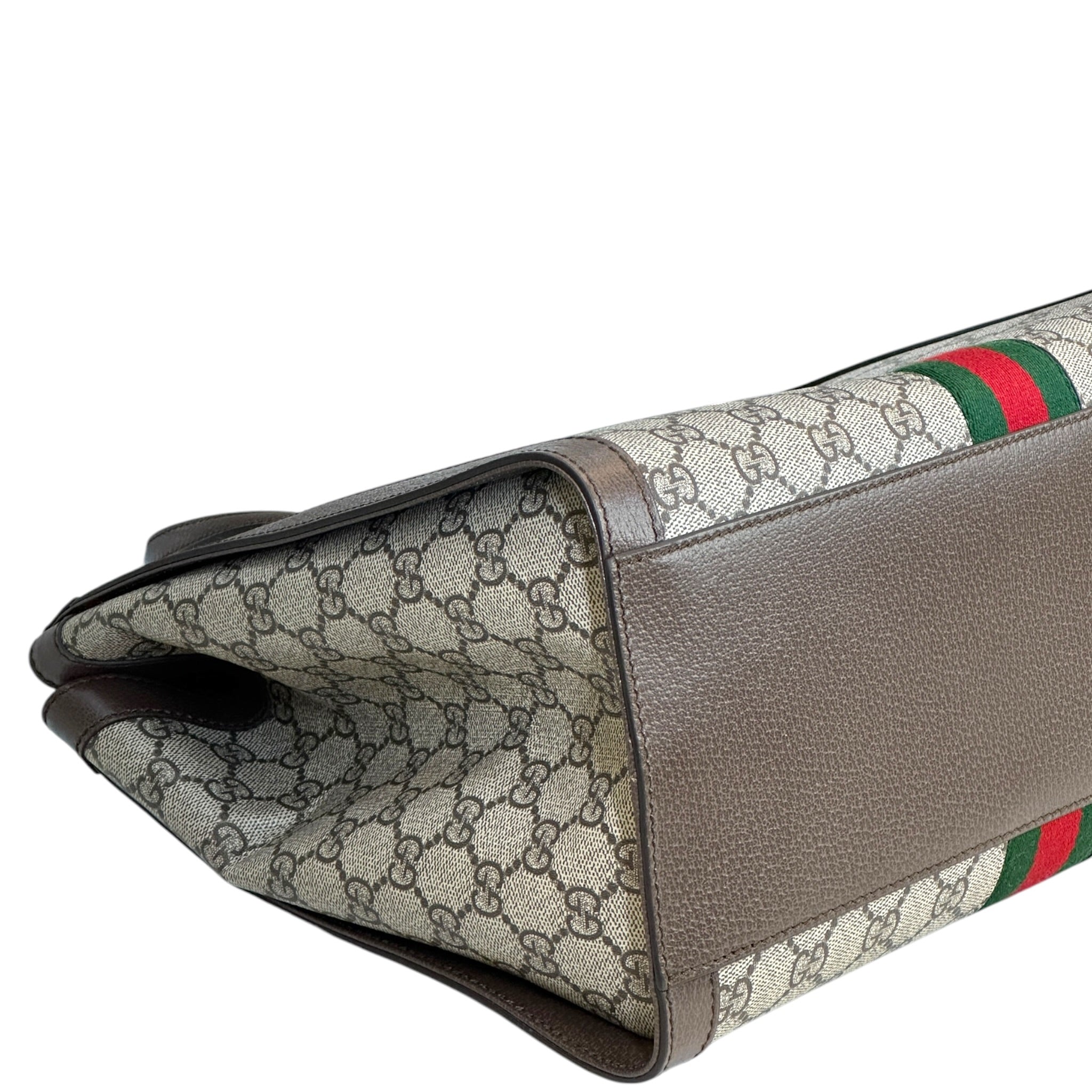 Gucci Ophidia GG Top Handle Bag Large Web Beige GG Supreme Canvas