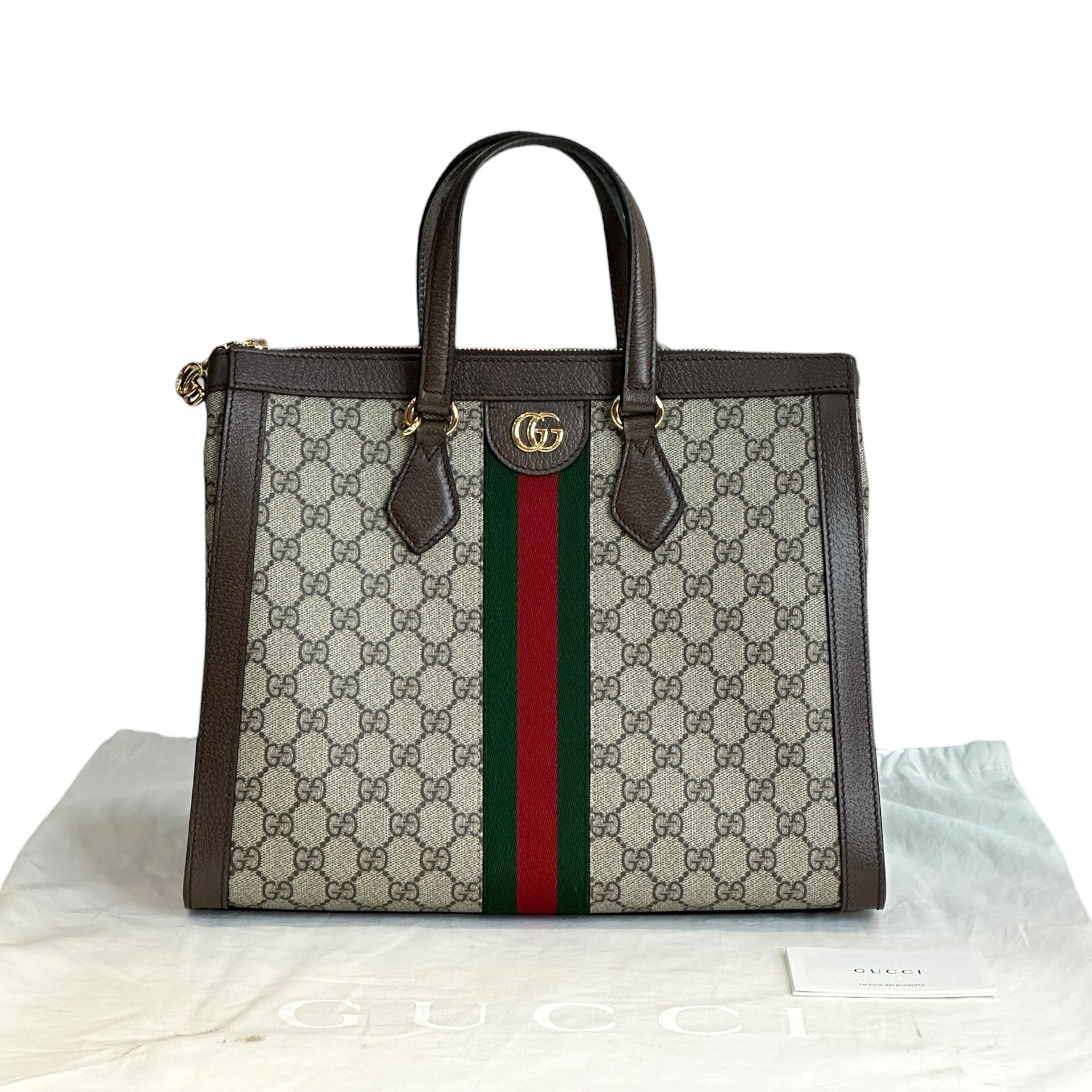 Gucci Ophidia GG Top Handle Bag Large Web Beige GG Supreme Canvas