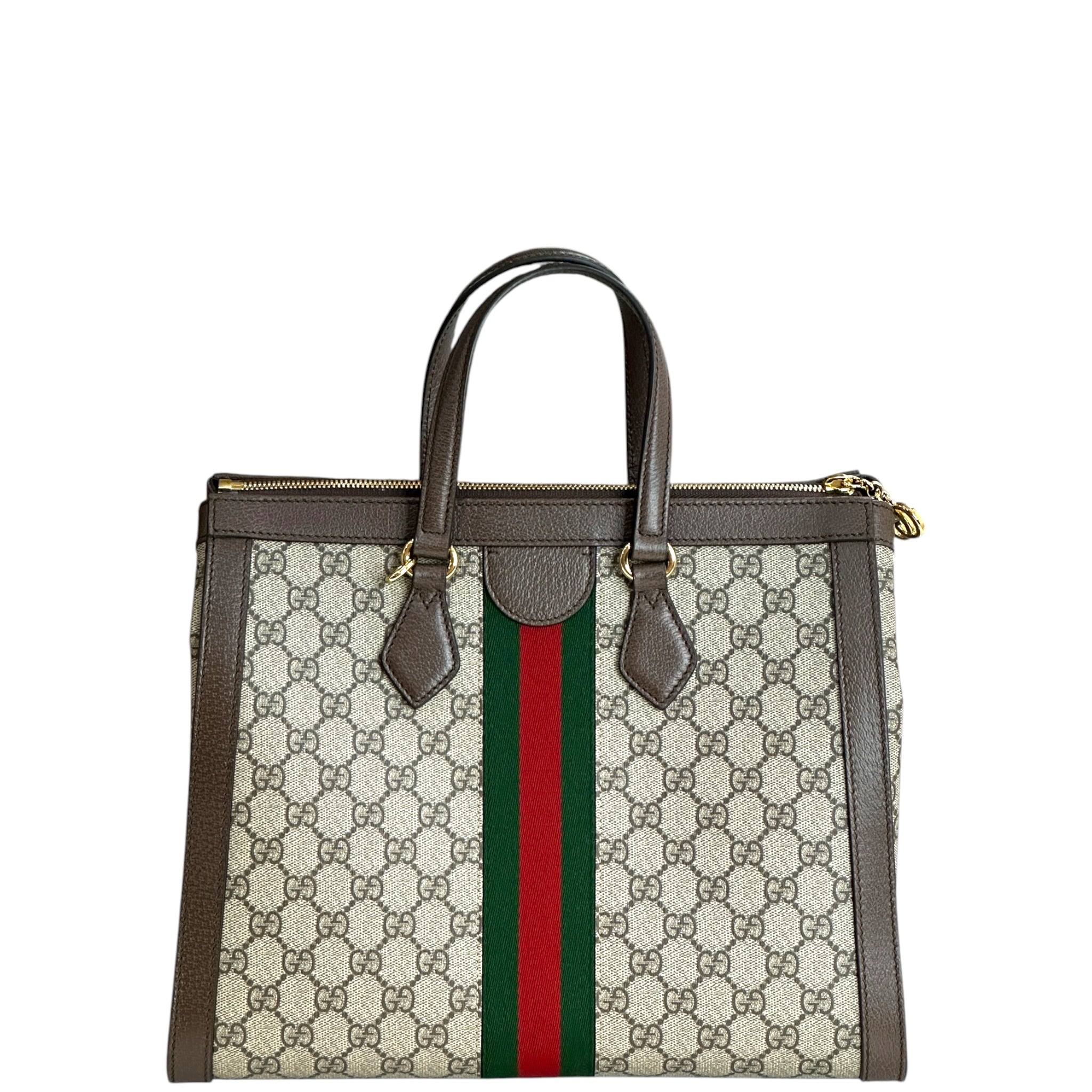Gucci Ophidia GG Top Handle Bag Large Web Beige GG Supreme Canvas