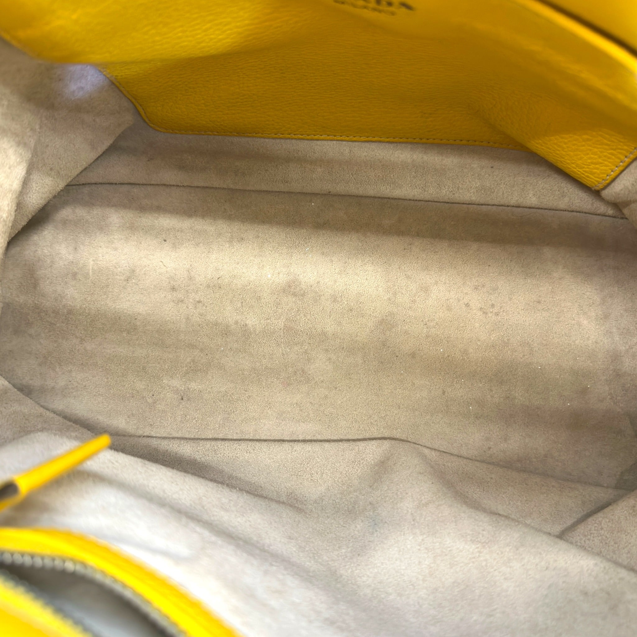 Prada Vitello Daino Chain Hobo Bag Yellow Leather