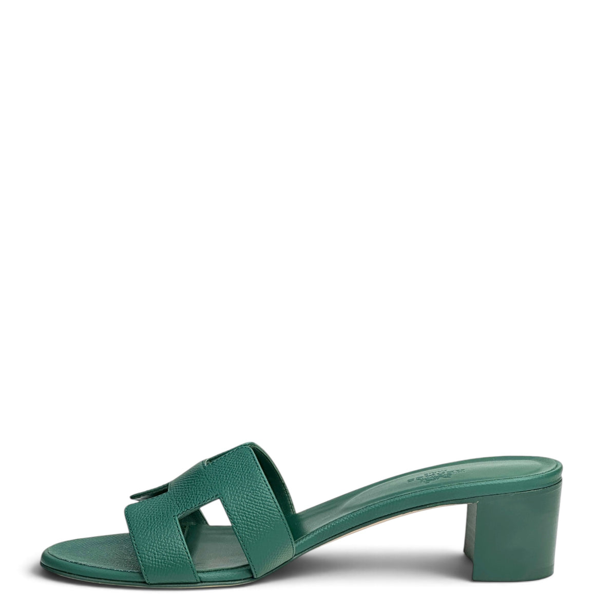 Hermes Oasis Green Epsom Calfskin block heel sandal EU 40.5