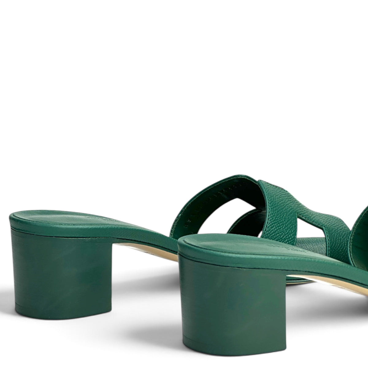 Hermes Oasis Green Epsom Calfskin block heel sandal EU 40.5