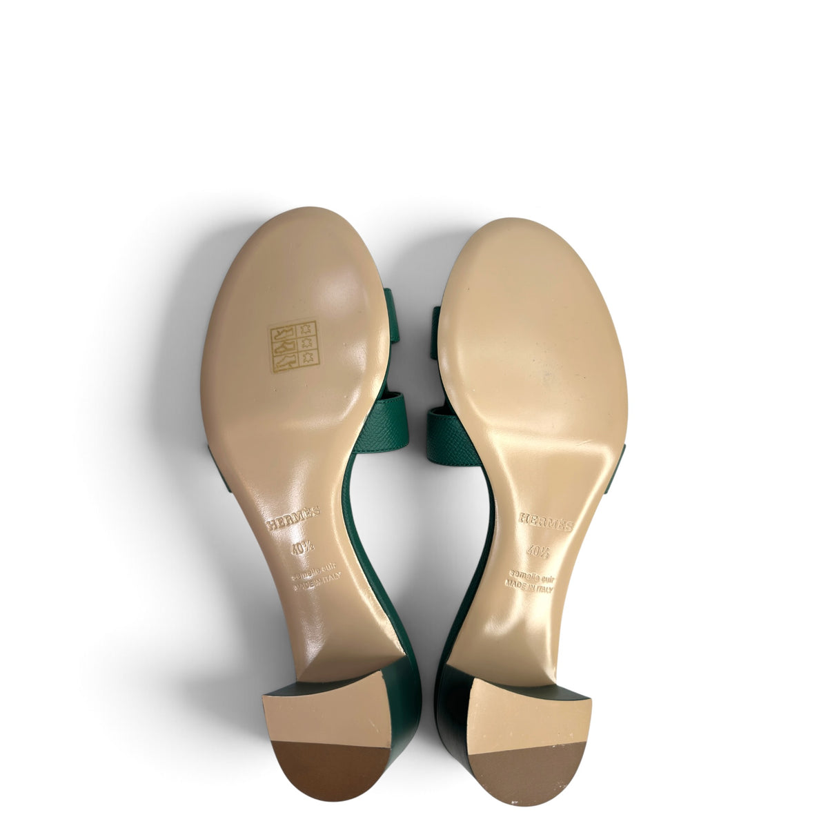 Hermes Oasis Green Epsom Calfskin block heel sandal EU 40.5