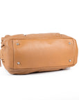 Ruffled Tan top handle bag