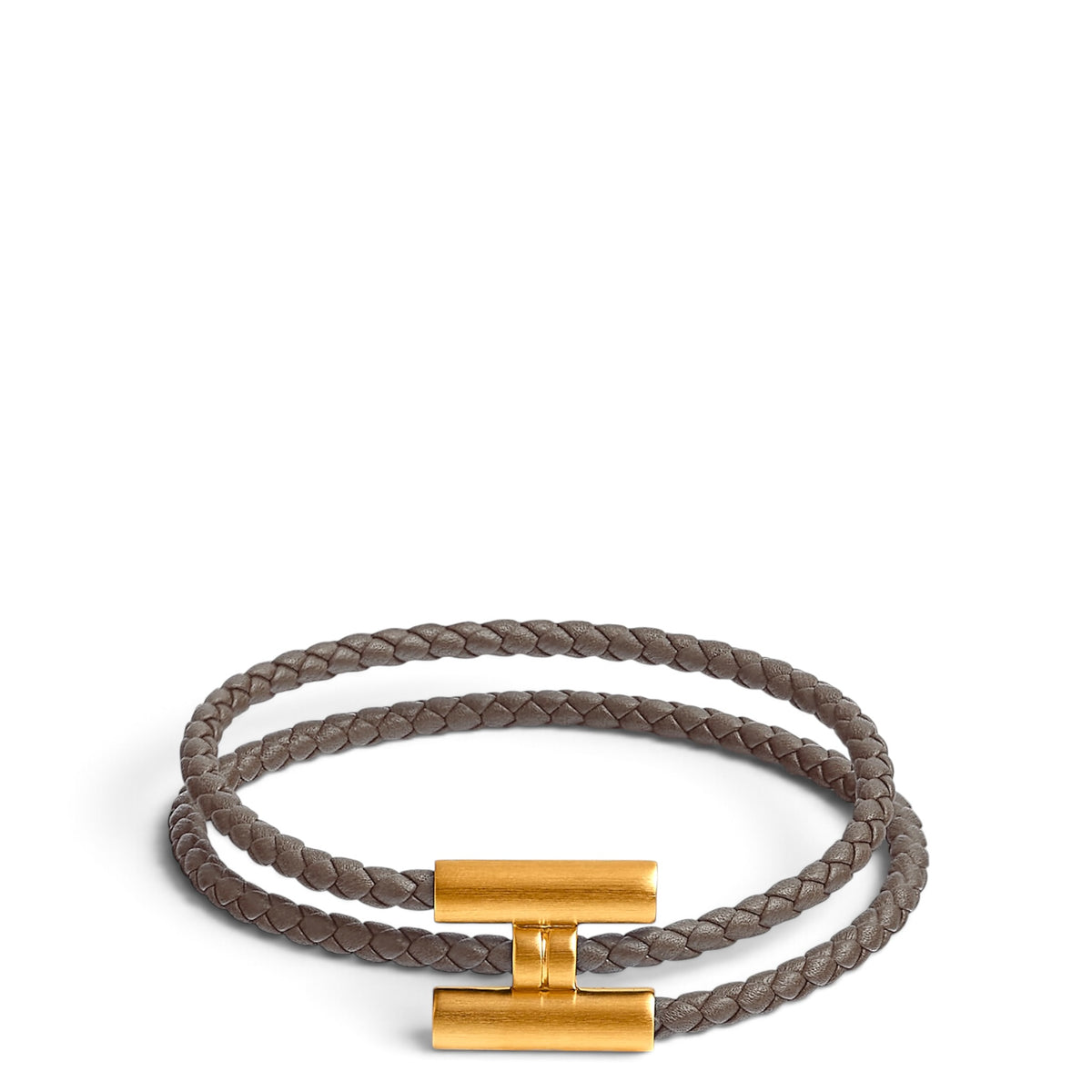 Hermes Tornis Tresse Grey Leather bracelet 