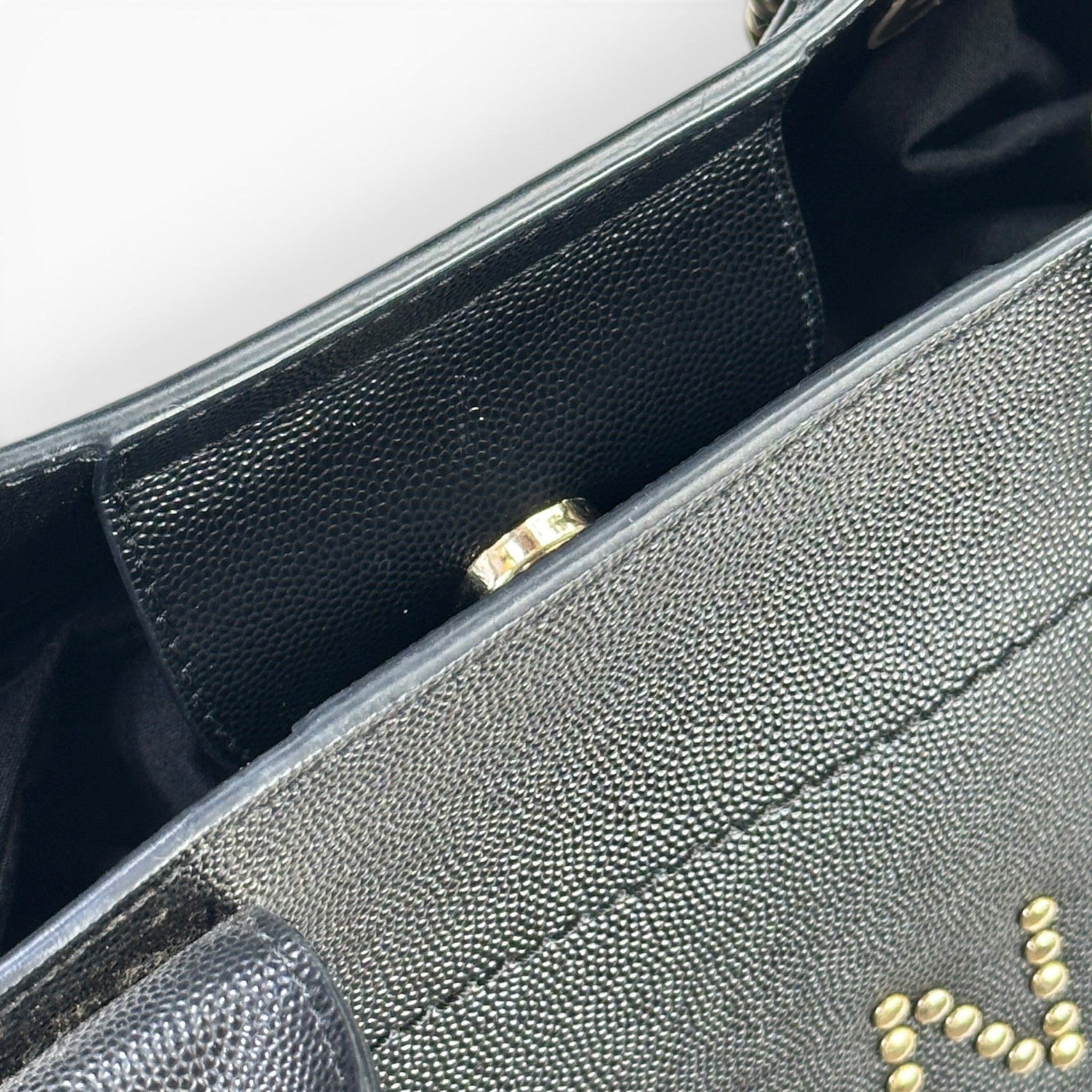 Chanel Studded Deauville Black Caviar Leather Medium Tote