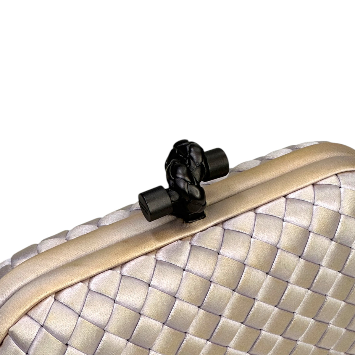 Bottega Veneta Intrecciato Knot lilac satin clutch