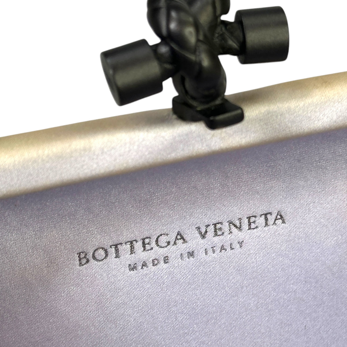 Bottega Veneta Intrecciato Knot lilac satin clutch