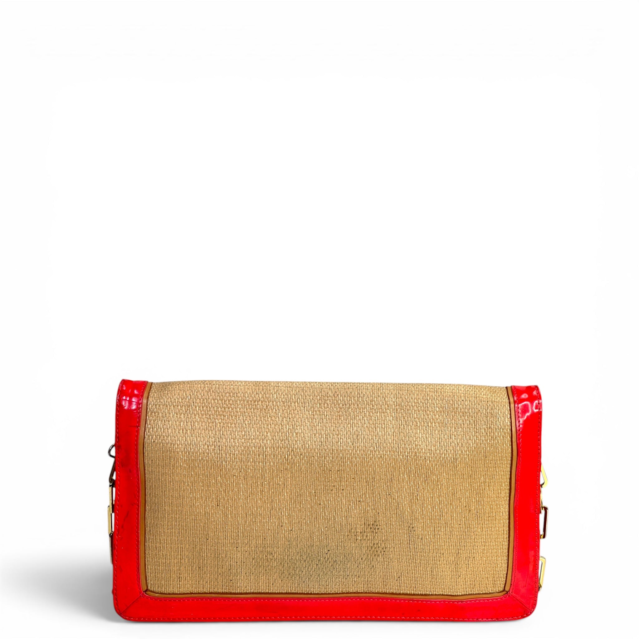 Tory Burch Straw Saddle Reva Clutch