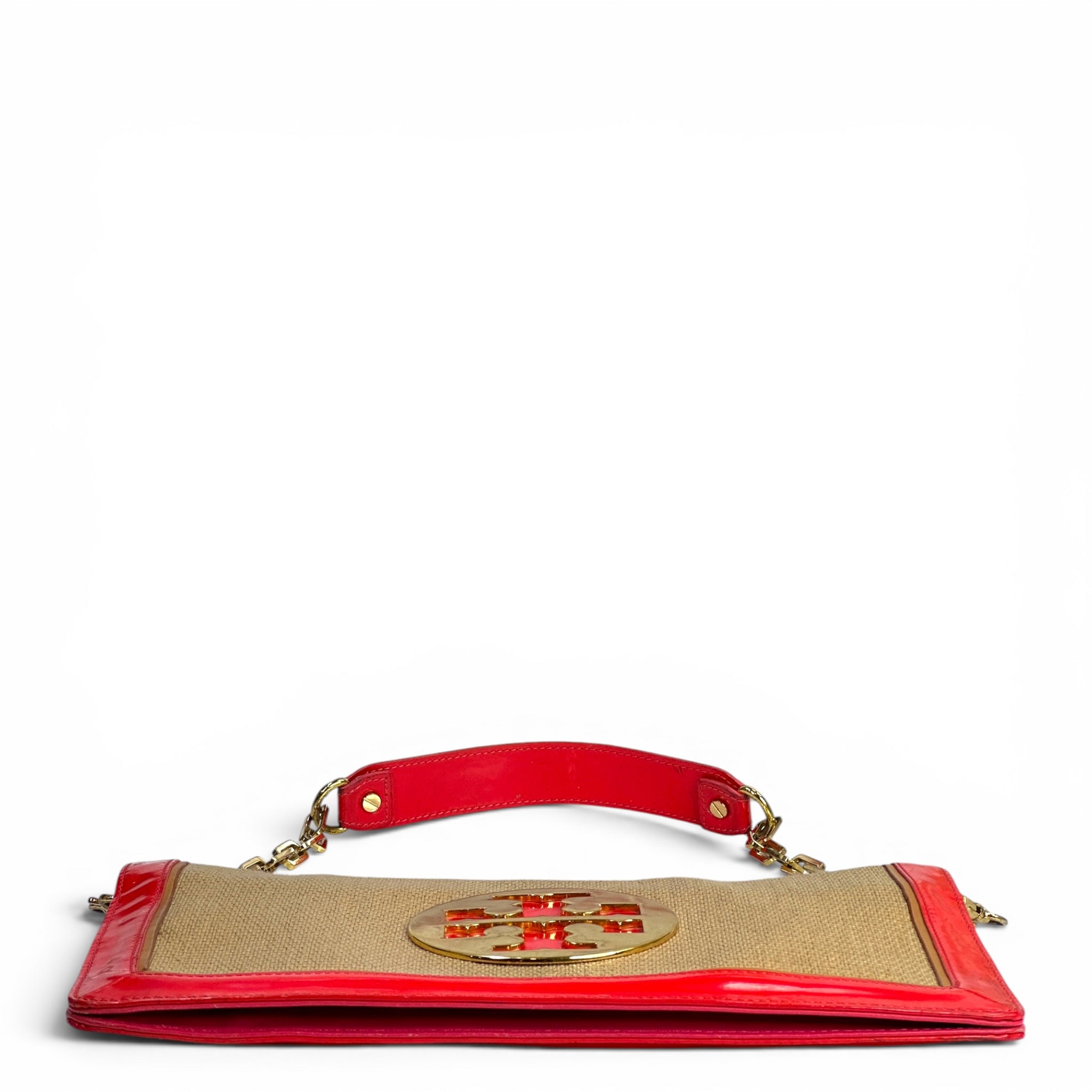 Tory Burch Straw Saddle Reva Clutch