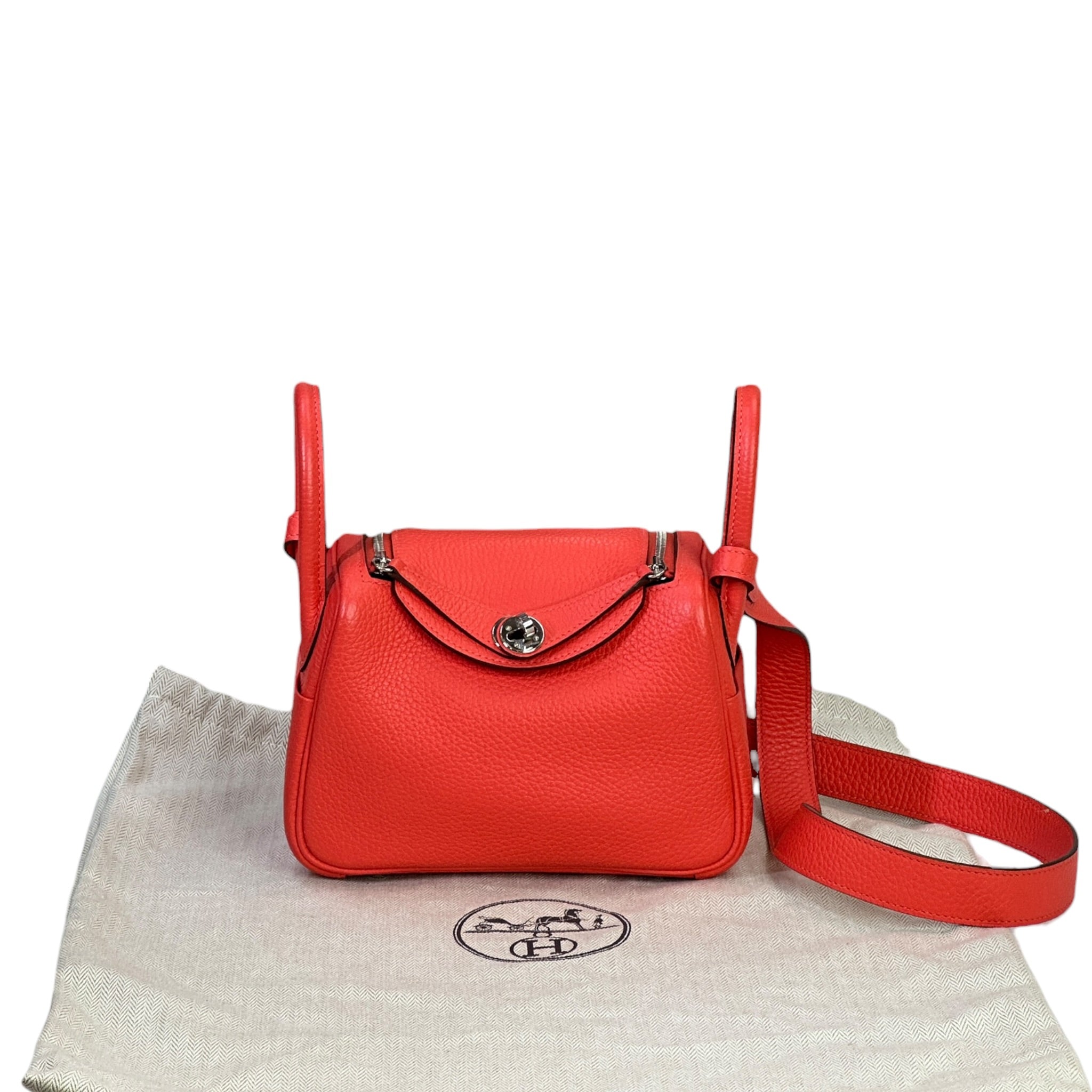 Hermès Lindy Mini Orange Field Taurillon Clemence PHW