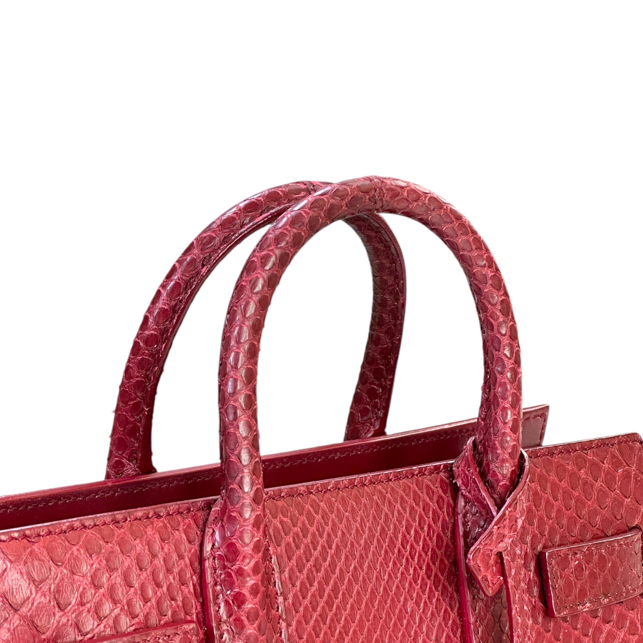 Yves Saint Laurent Sac De Jour Nano Burgundy Python Embossed Leather