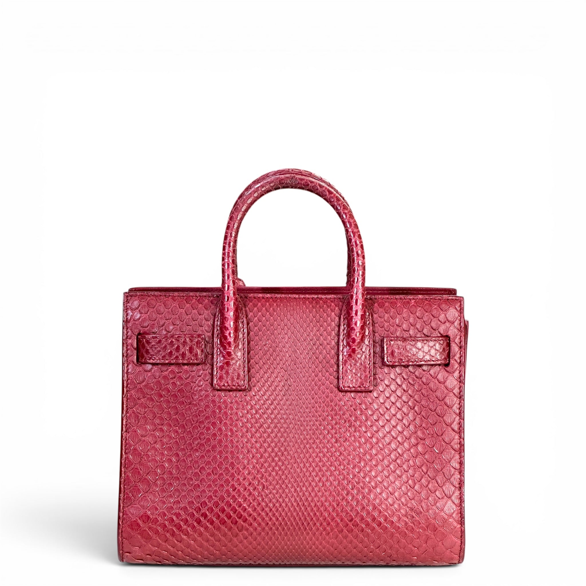 Yves Saint Laurent Sac De Jour Nano Burgundy Python Embossed Leather