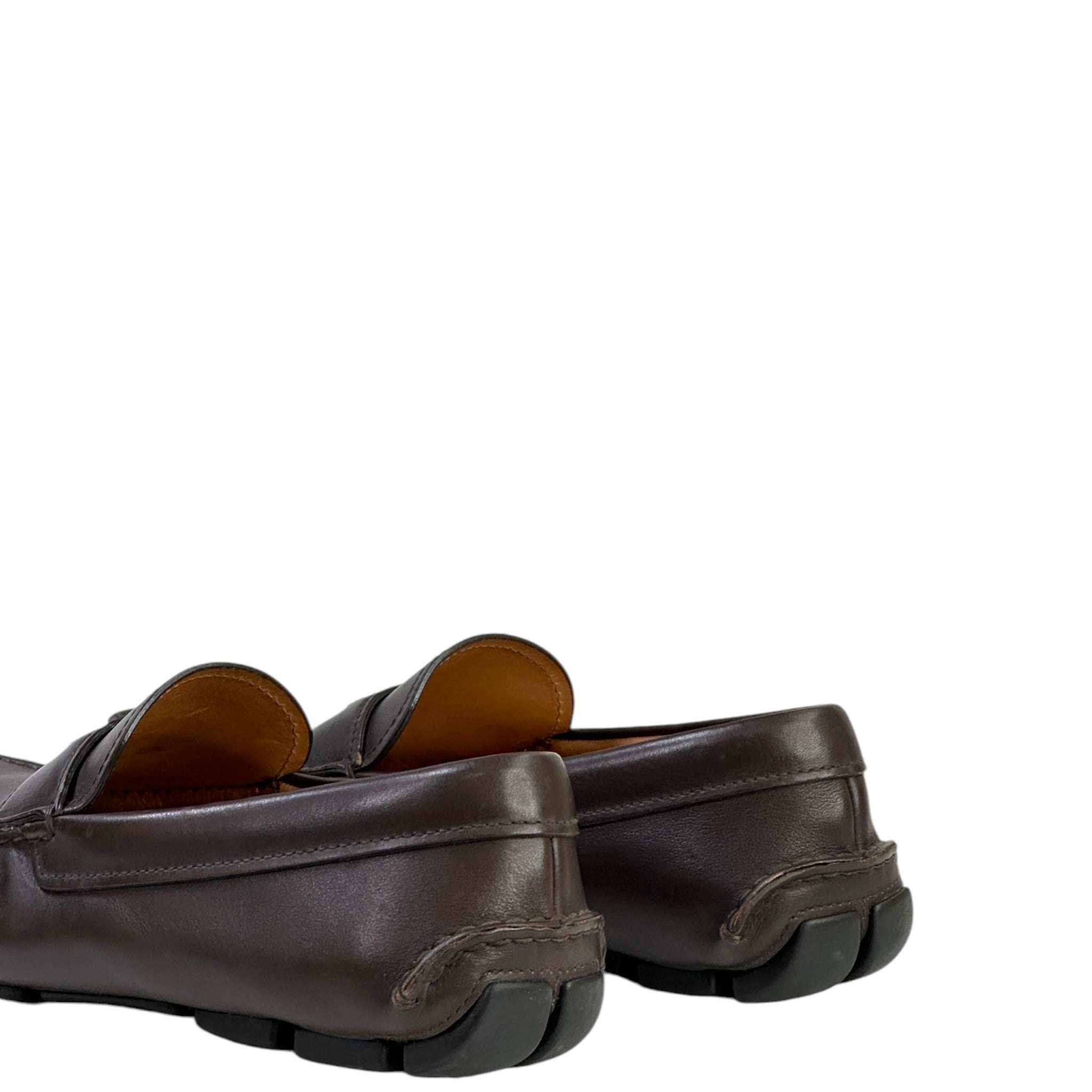 Prada Men's Loafers Brown Leather Size 9.5