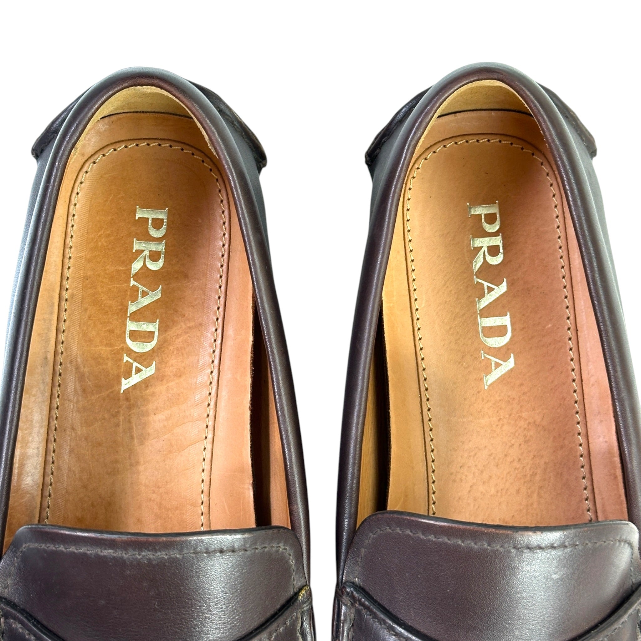 Prada Men's Loafers Brown Leather Size 9.5