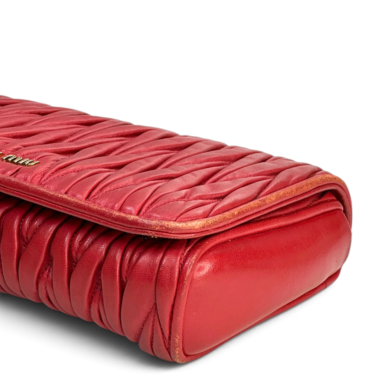 MIU MIU Matelasse Medium Red leather Flap crossbody bag