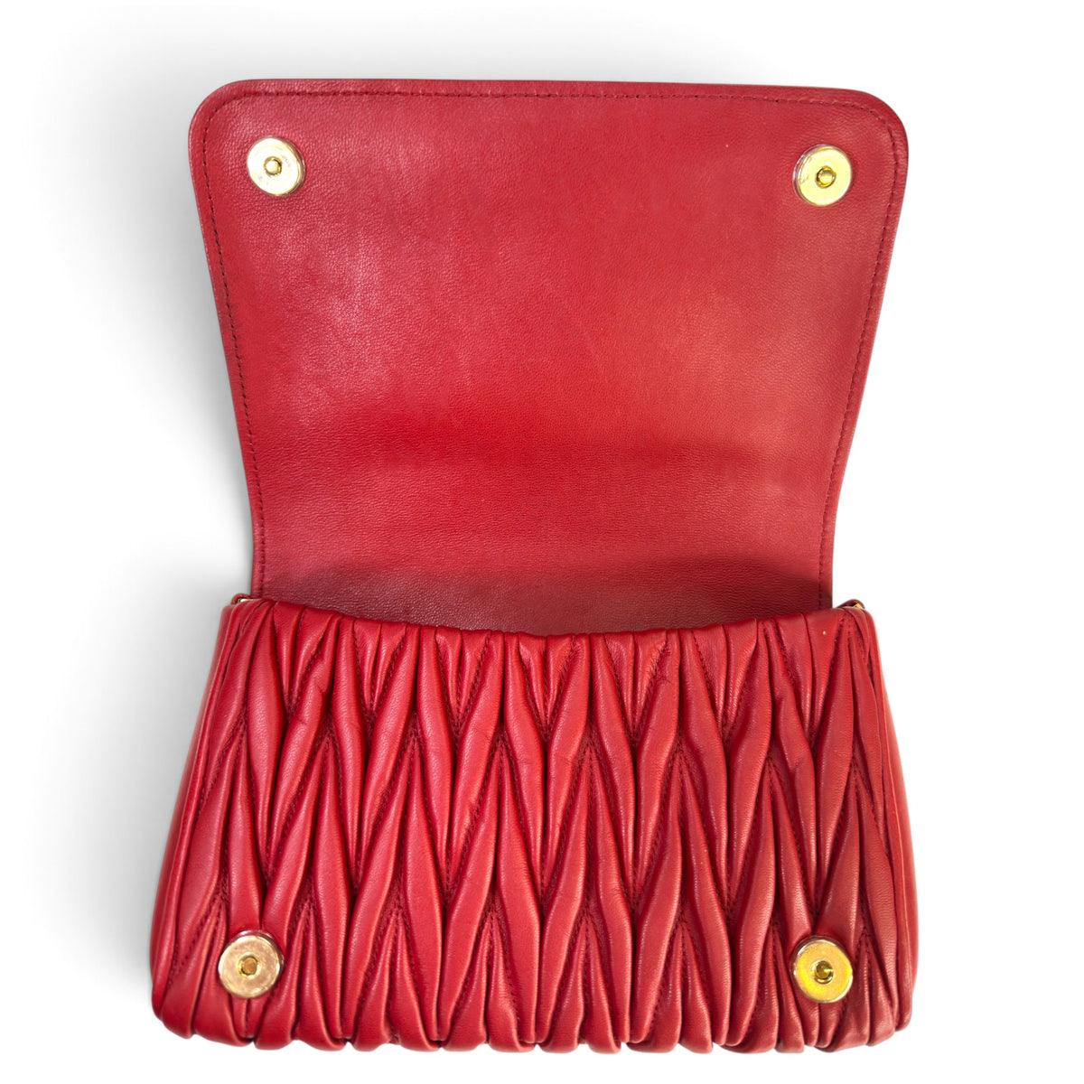 MIU MIU Matelasse Medium Red leather Flap crossbody bag