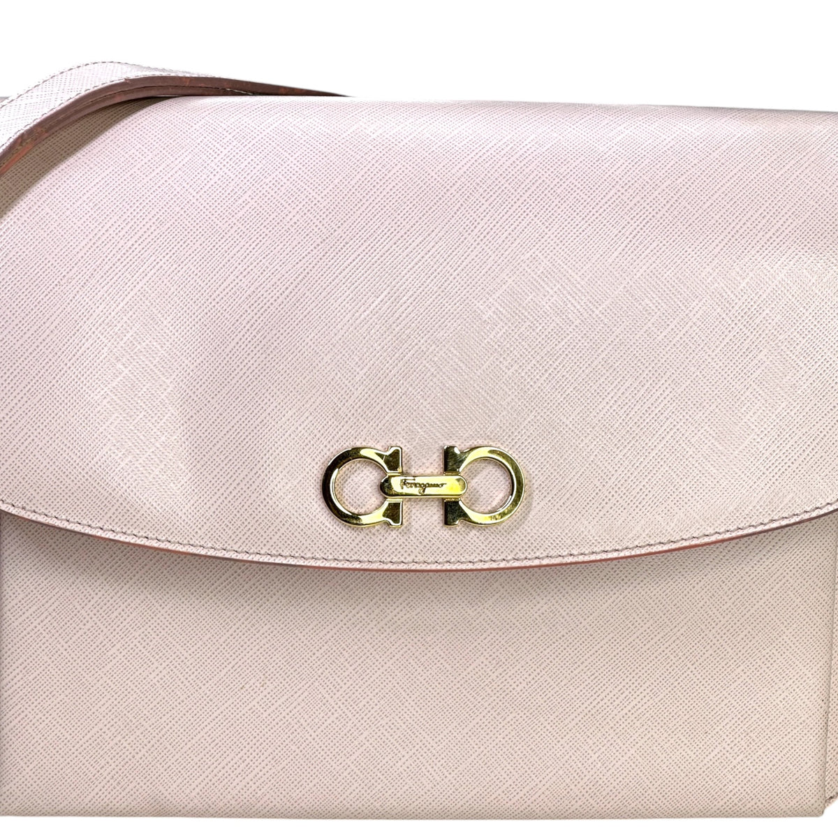 Salvatore Ferrgamo flap beige leather crossbody bag
