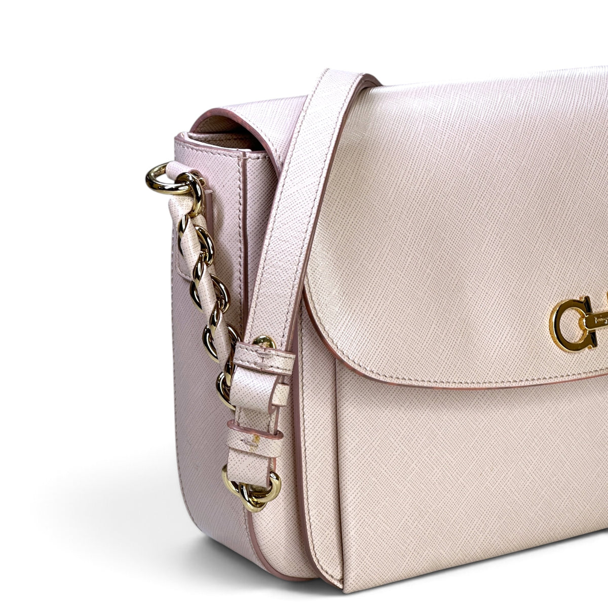 Salvatore Ferrgamo flap beige leather crossbody bag