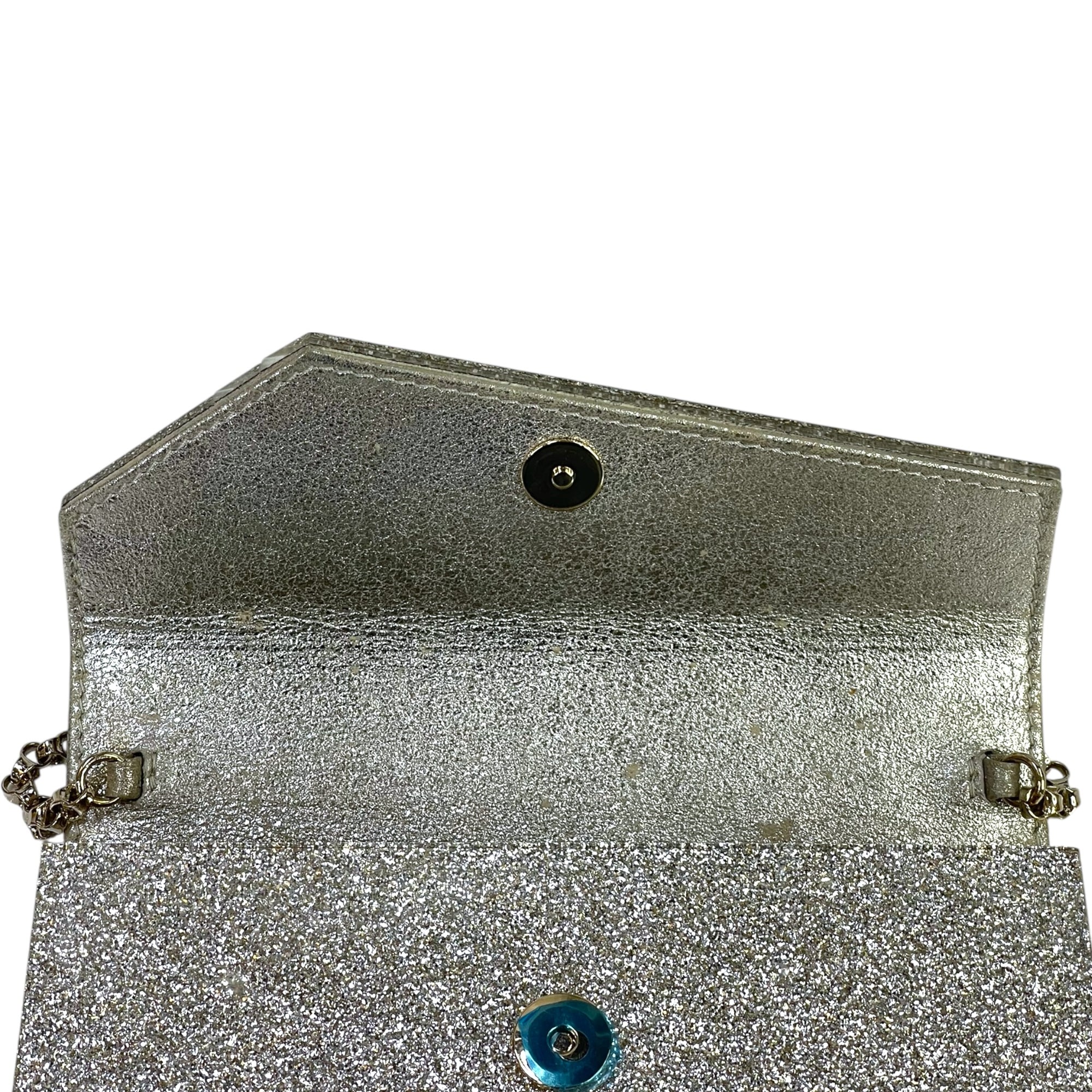 Jimmy Choo Candy Clutch Bag Acrylic Silver Glitter