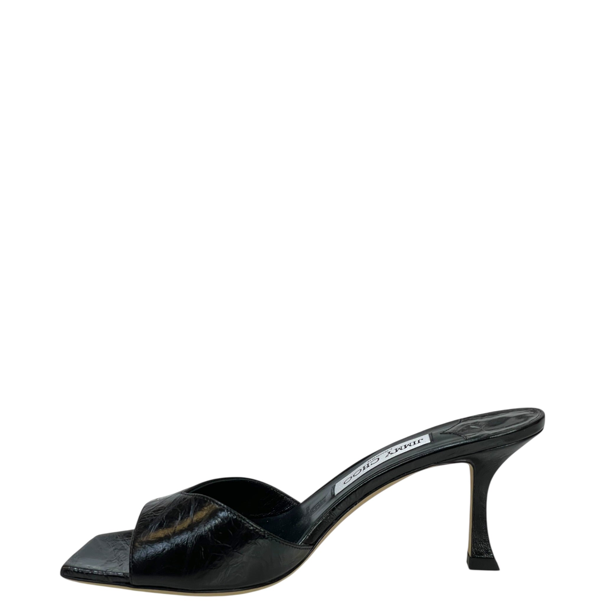 Jimmy Choo Skye 70 Kitten Heels Black Metallic Leather EU 38