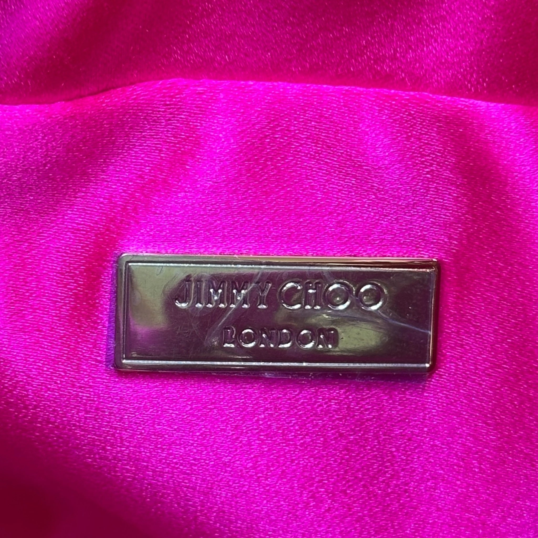Jimmy Choo Bon Bon Bucket Bag Mini Fuchsia Satin Crystal Embellished