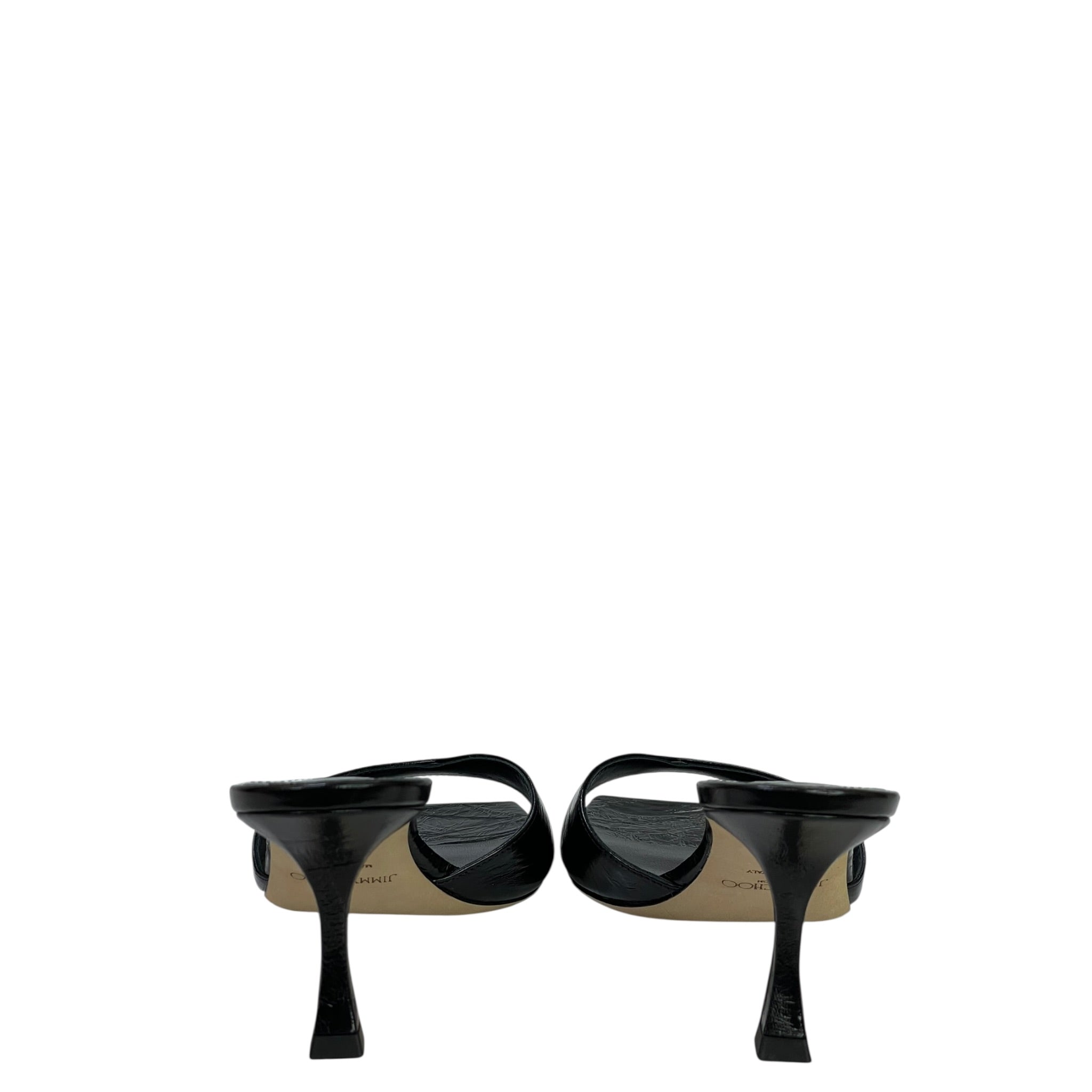 Jimmy Choo Skye 70 Kitten Heels Black Metallic Leather EU 38