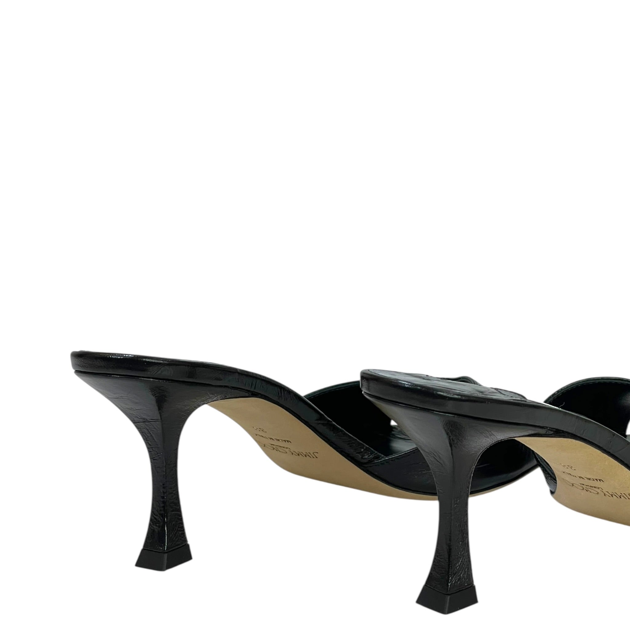 Jimmy Choo Skye 70 Kitten Heels Black Metallic Leather EU 38