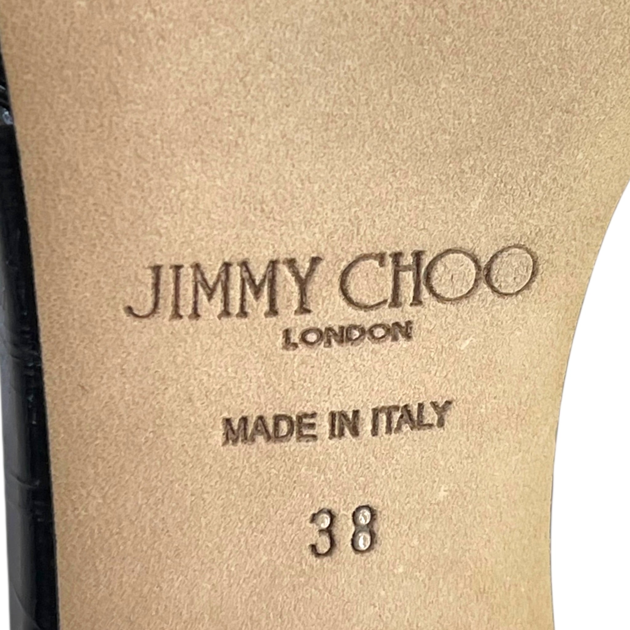 Jimmy Choo Skye 70 Kitten Heels Black Metallic Leather EU 38