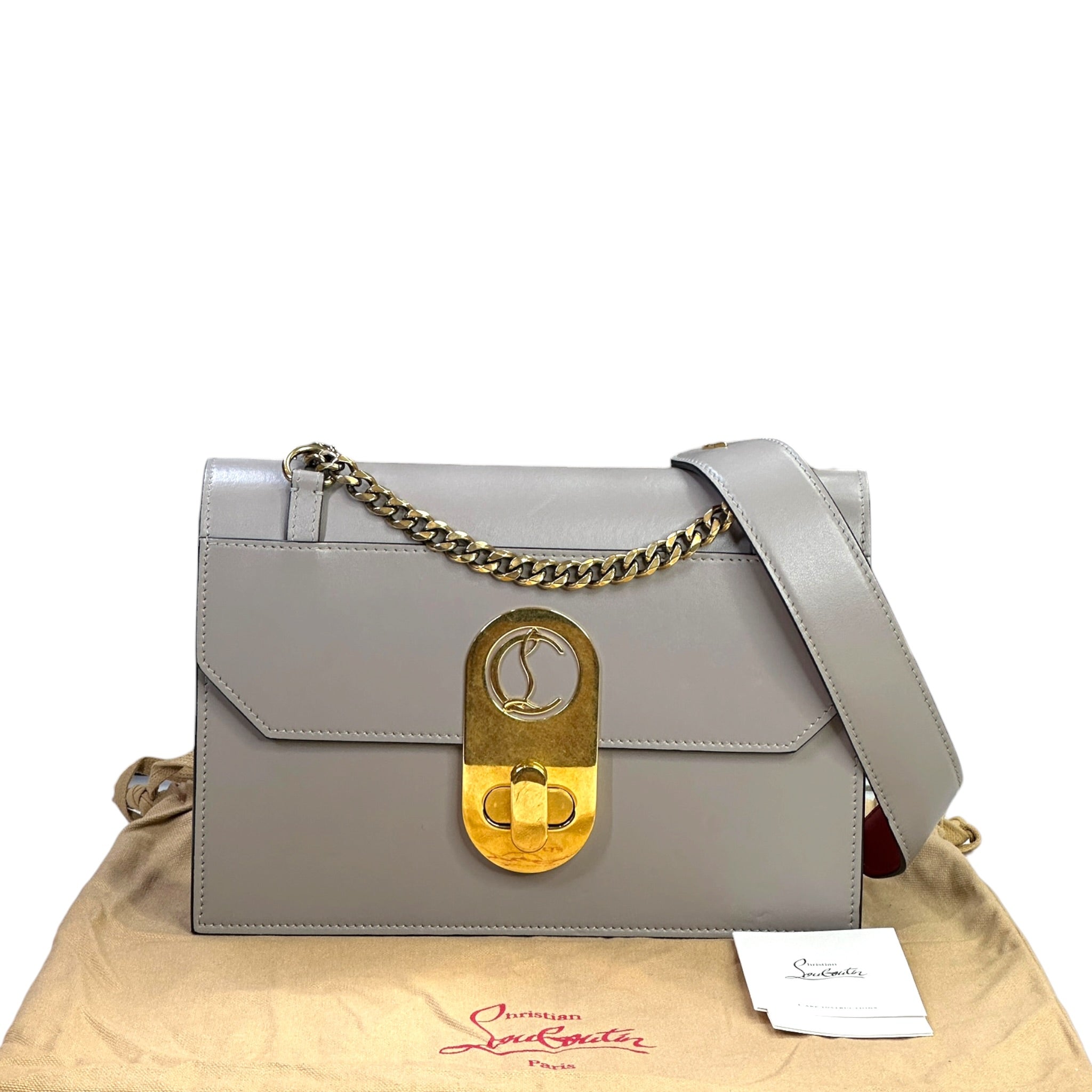 Christian Louboutin Elisa Shoulder Bag Small Grey Calfskin