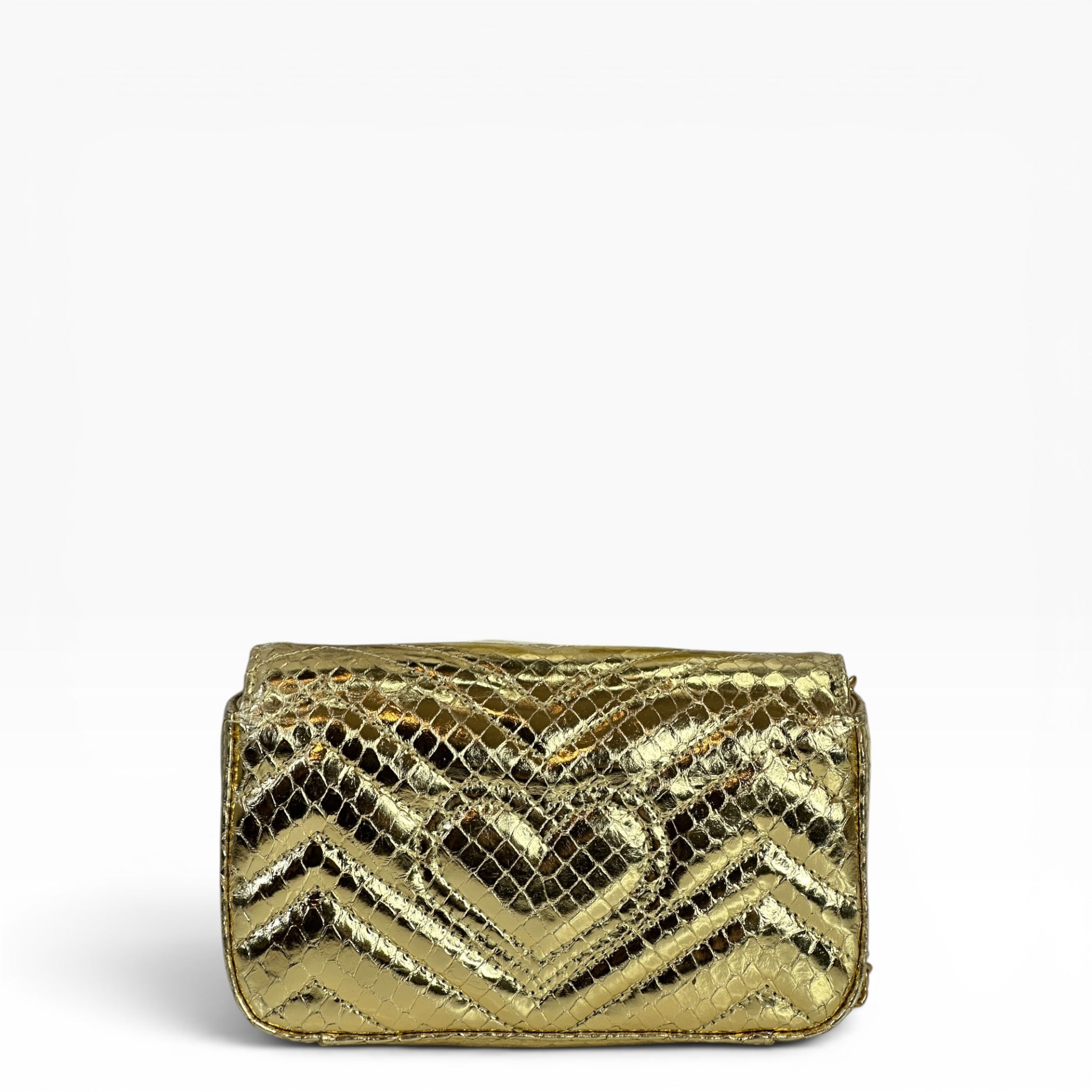 Gucci GG Marmont metallic gold leather mini shoulder bag