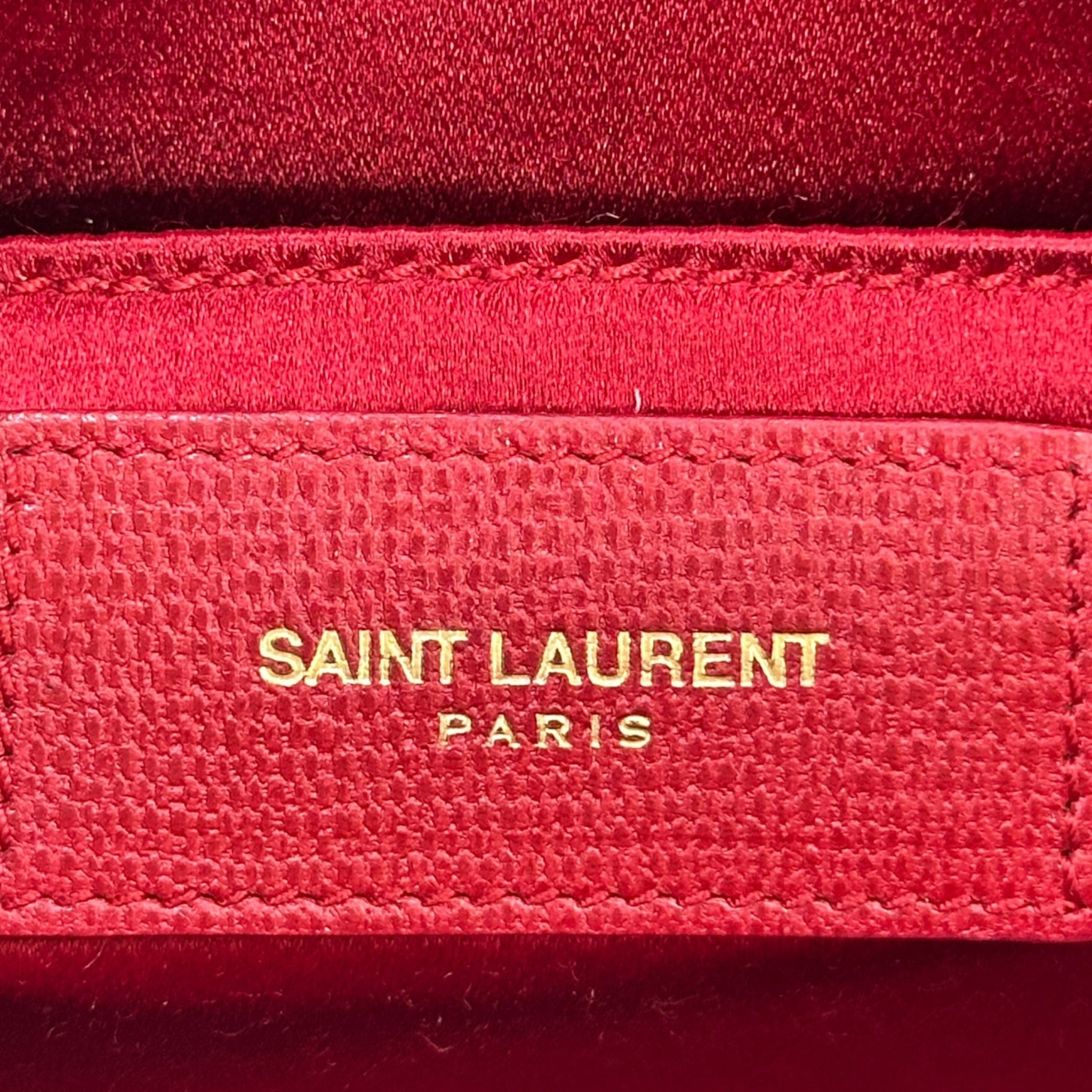 Saint Laurent Chyc Ligne Clutch Red Textured Leather