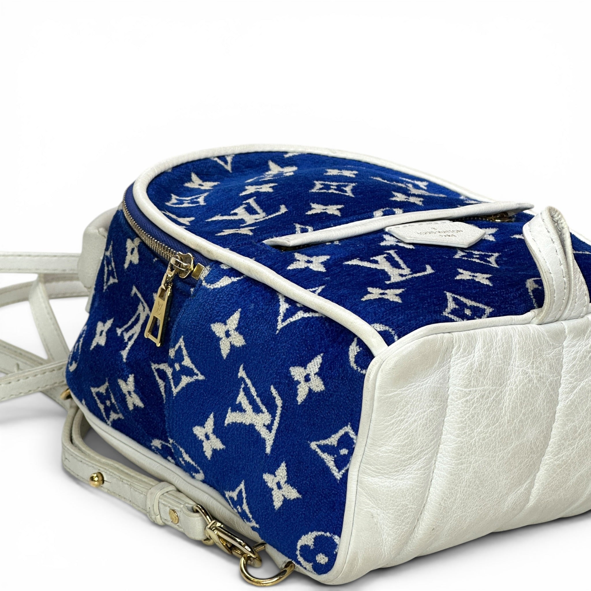 Louis Vuitton Palm Springs Backpack Mini Blue Velvet Monogram Jacquard