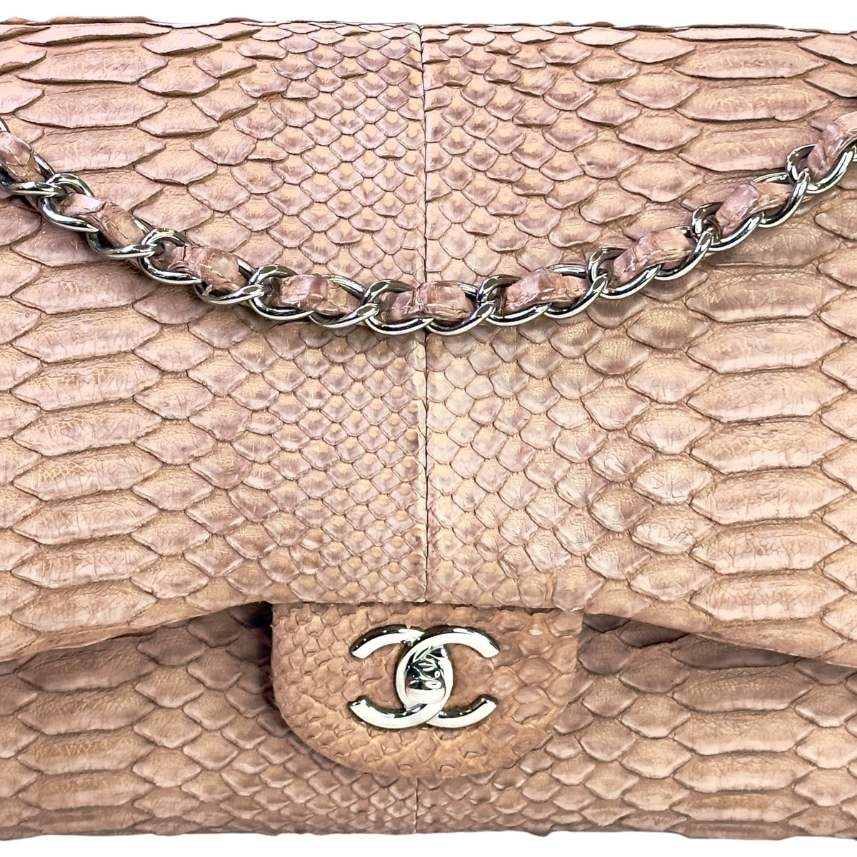 Chanel  jumbo python double flap bag