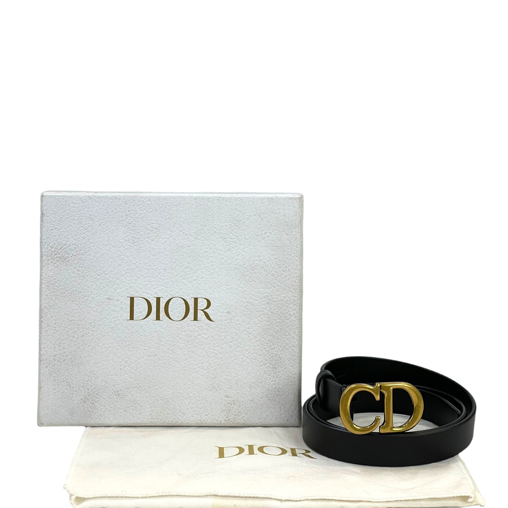 Dior Saddle CD Belt Black Calfskin 75cm