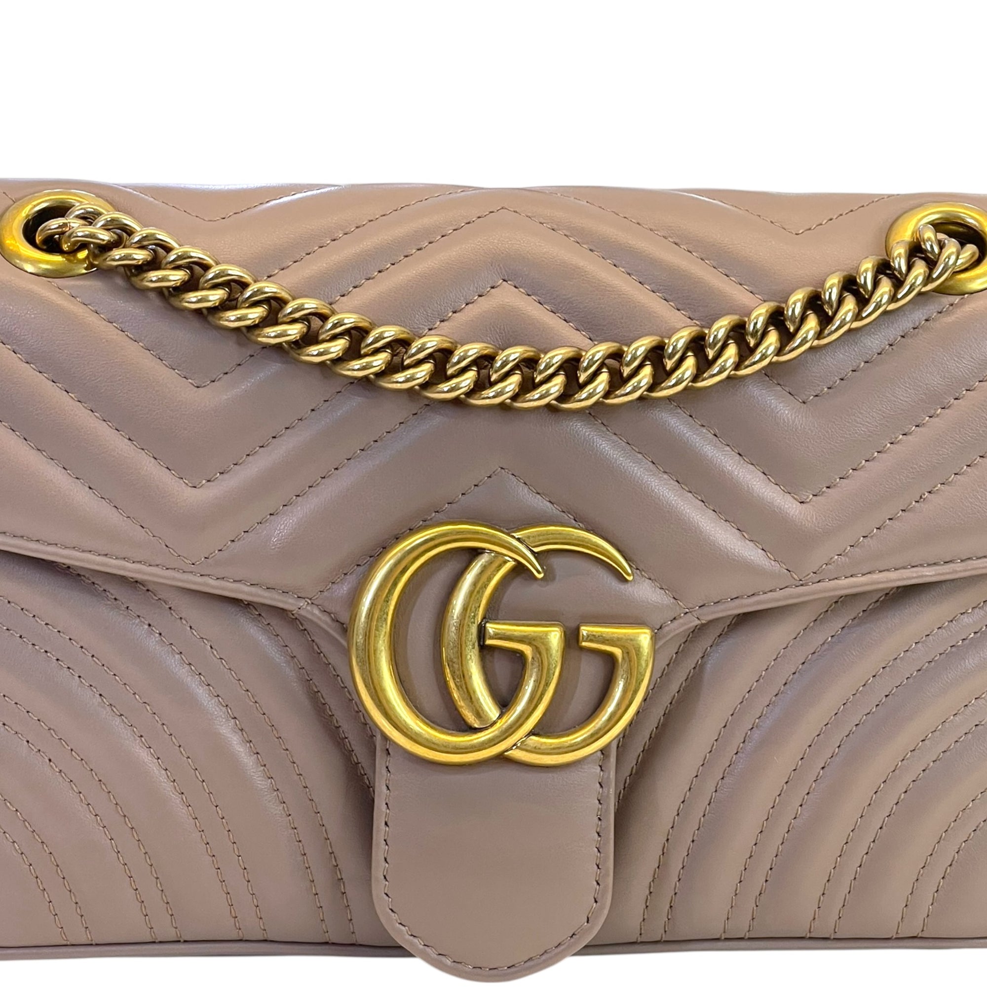 Gucci GG Marmont Shoulder Bag Beige Matelassé Leather