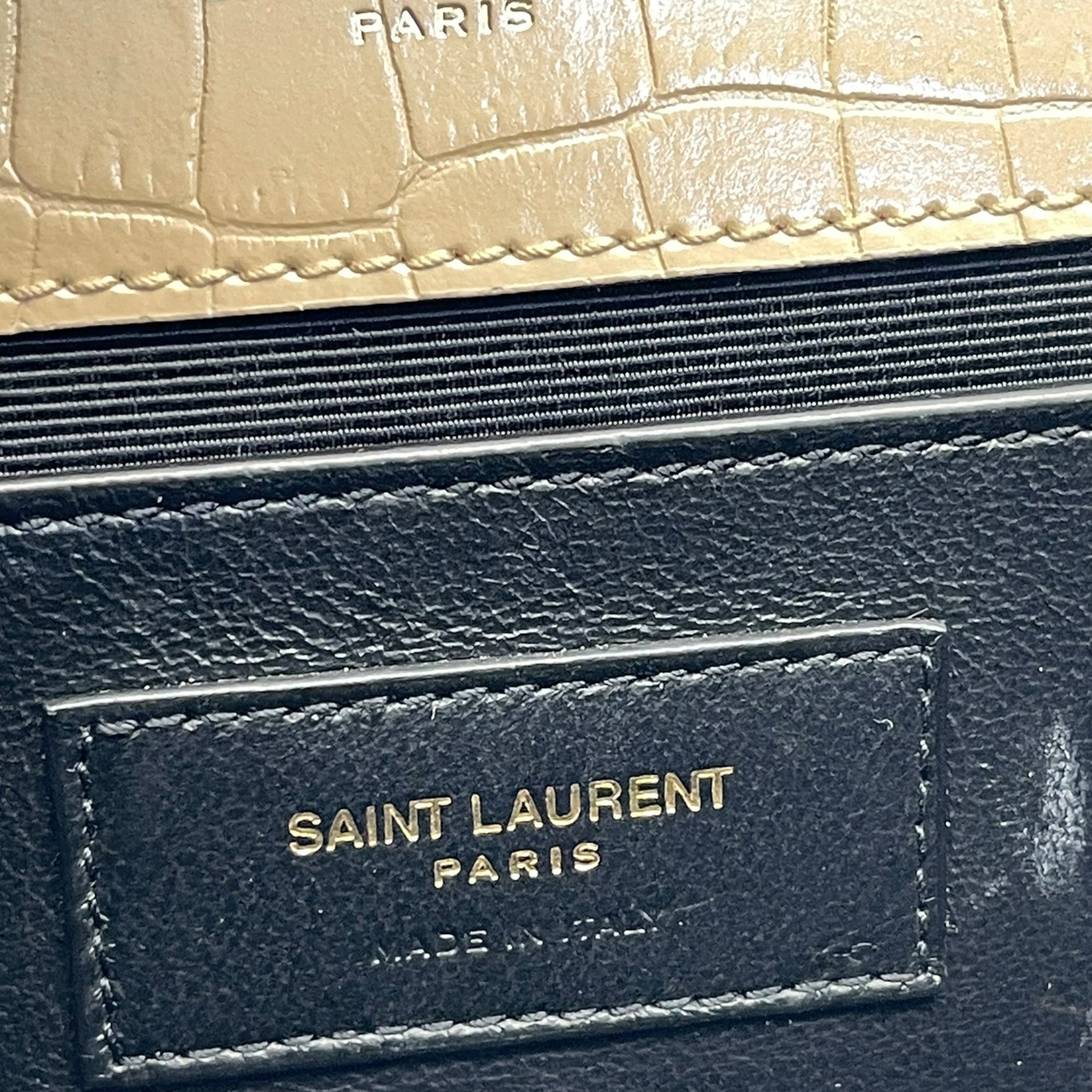 Saint Laurent Kate Tassel Bag Beige Croc Embossed Leather