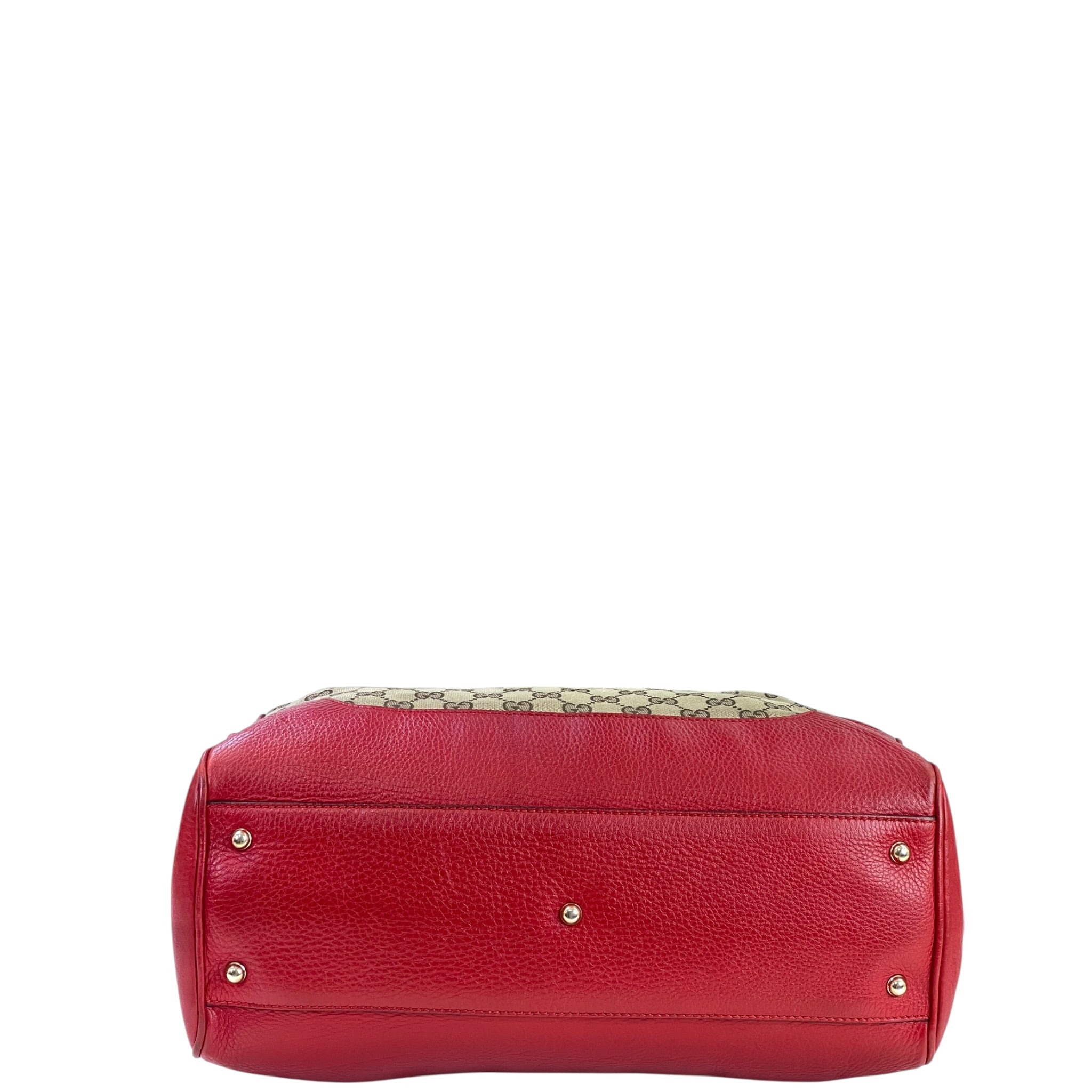 Gucci Diana Bamboo Tote GG Canvas Red Leather