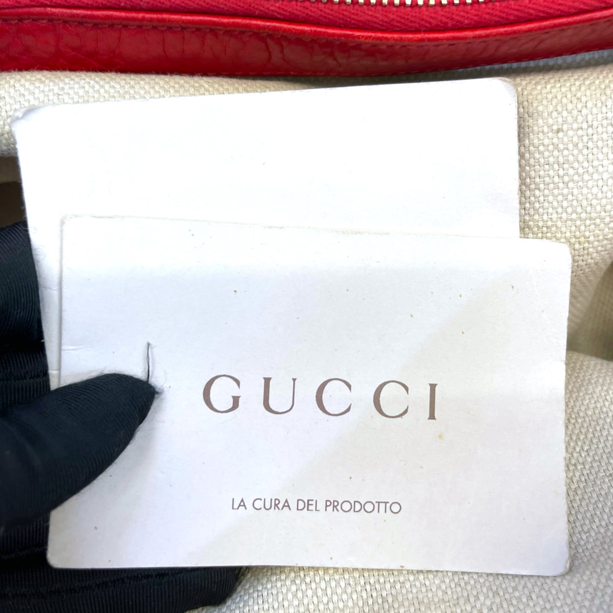 Gucci Diana Bamboo Tote GG Canvas Red Leather