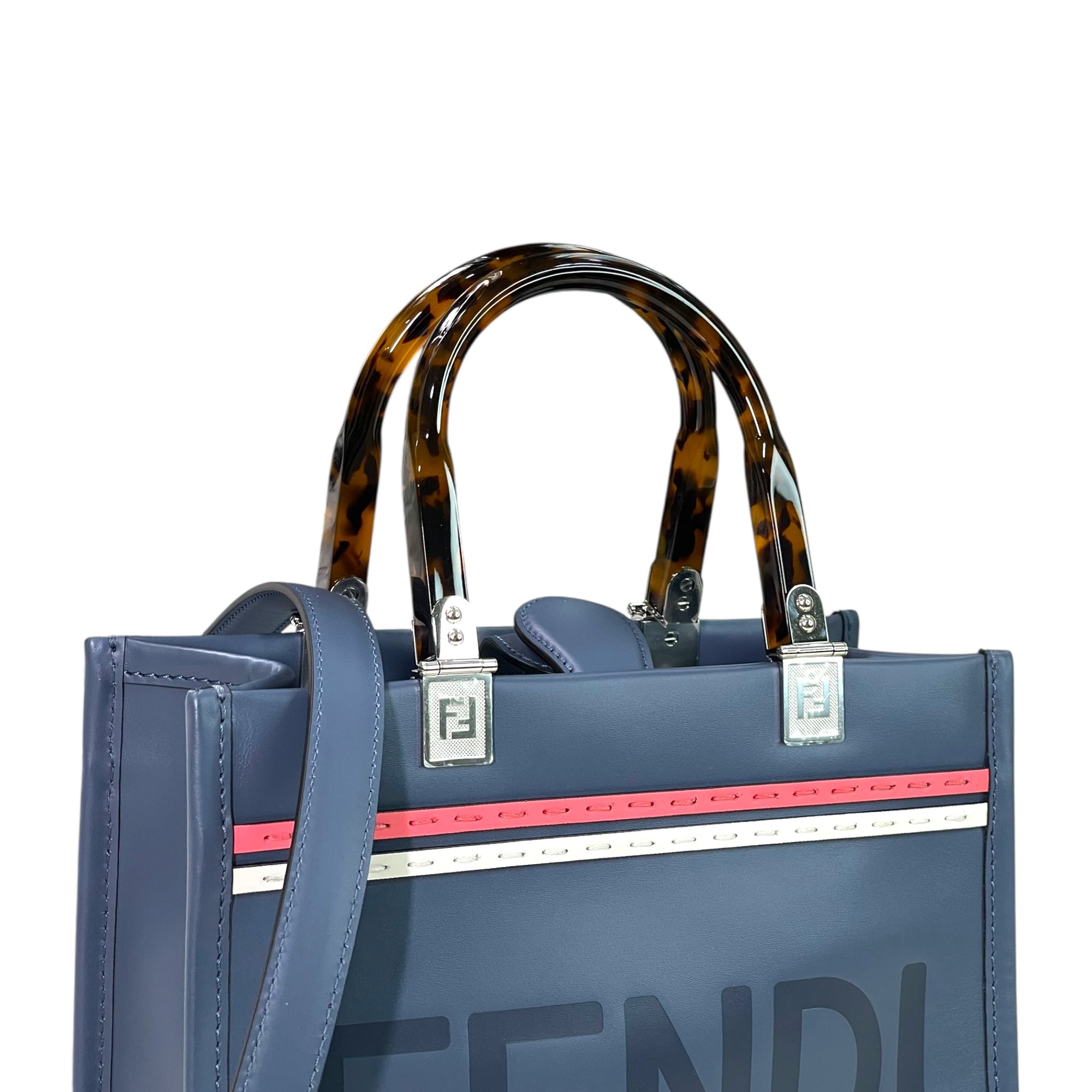 Fendi Roma Sunshine Tote Blue Leather