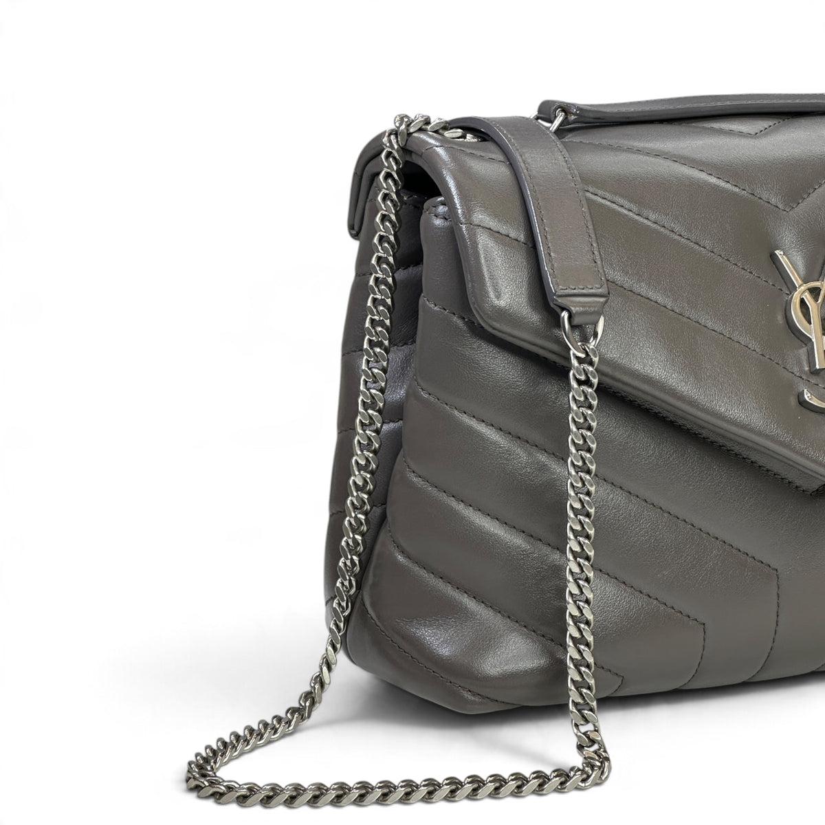 Saint Laurent Loulou  medium grey leather Shoulder crossbody Bag